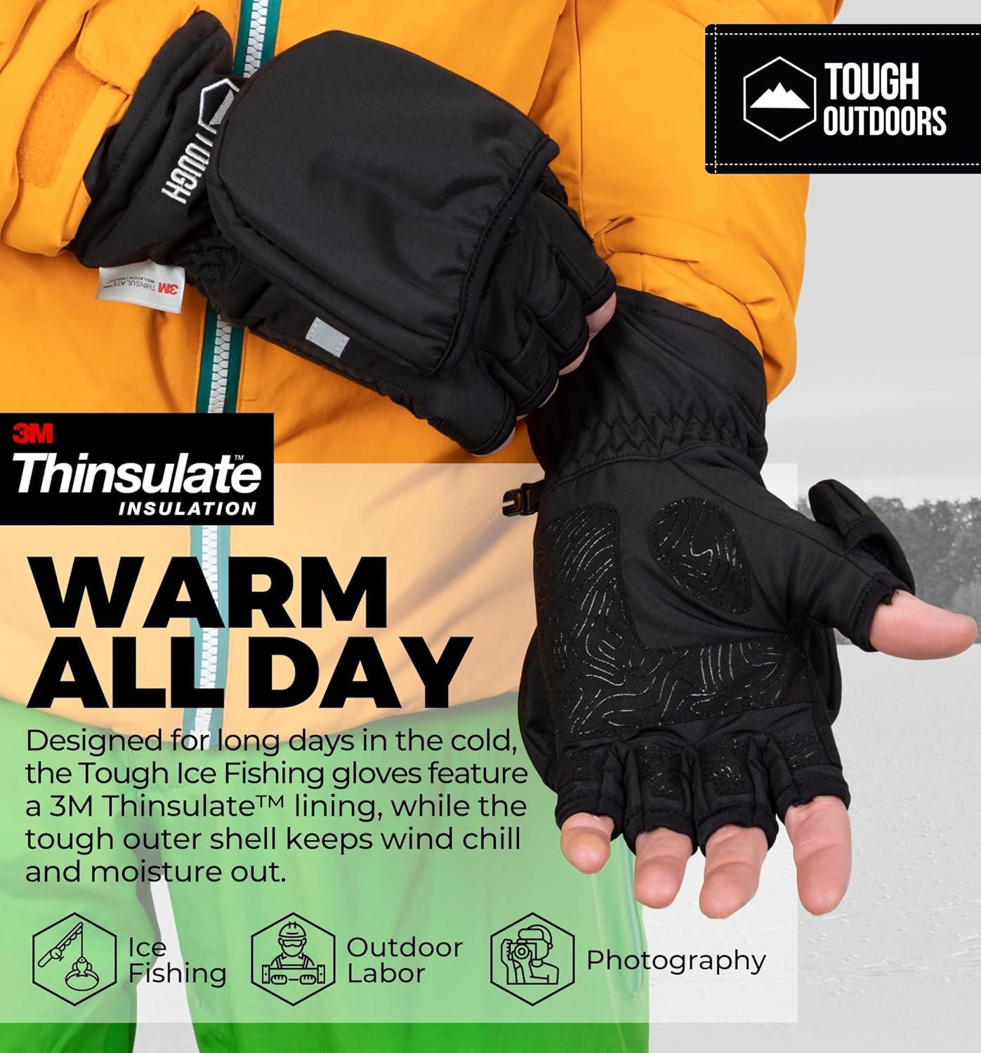 image3M Thinsulate Cold Weather Convertible Mittens w Finger Flaps  Waterproof Winter Fishing Gloves for Men ampamp Women  Photography Gloves