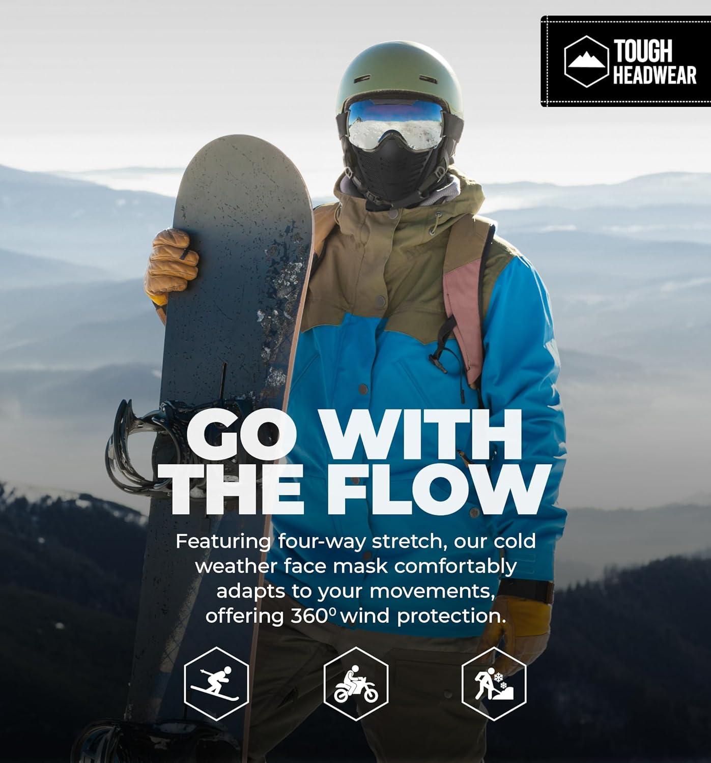 imageBalaclava Ski Mask  Thermal Face Mask Cold Weather Motorcycle Gear with Breathable Air Vents  Winter Face MaskBlack