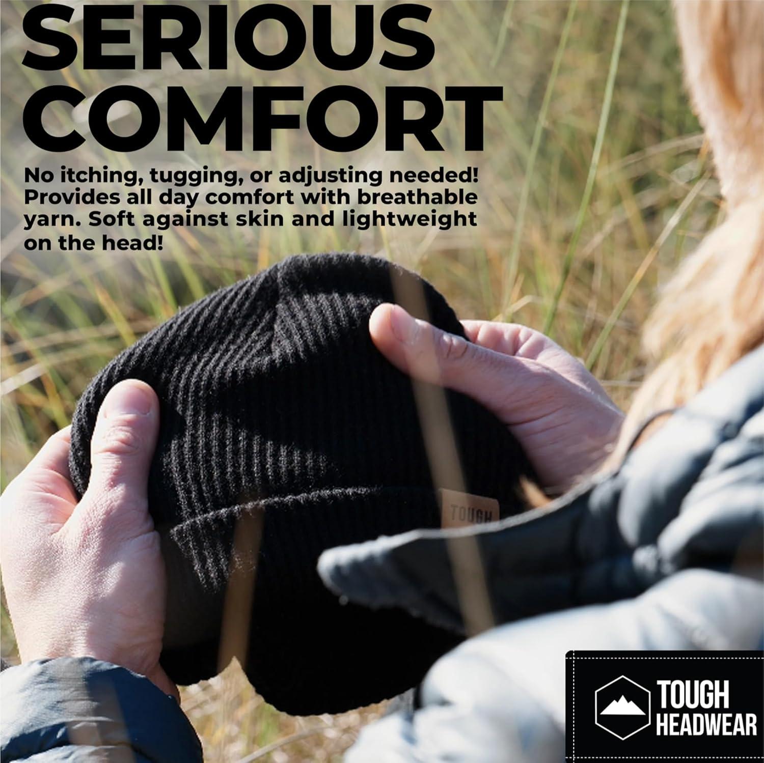 imageBeanie for Men  Warm Winter Hats for Men Knit Hat for Cold Weather Soft Ribbed Beanie Cap ampamp Lightweight Toboggan HatsBlack  Black