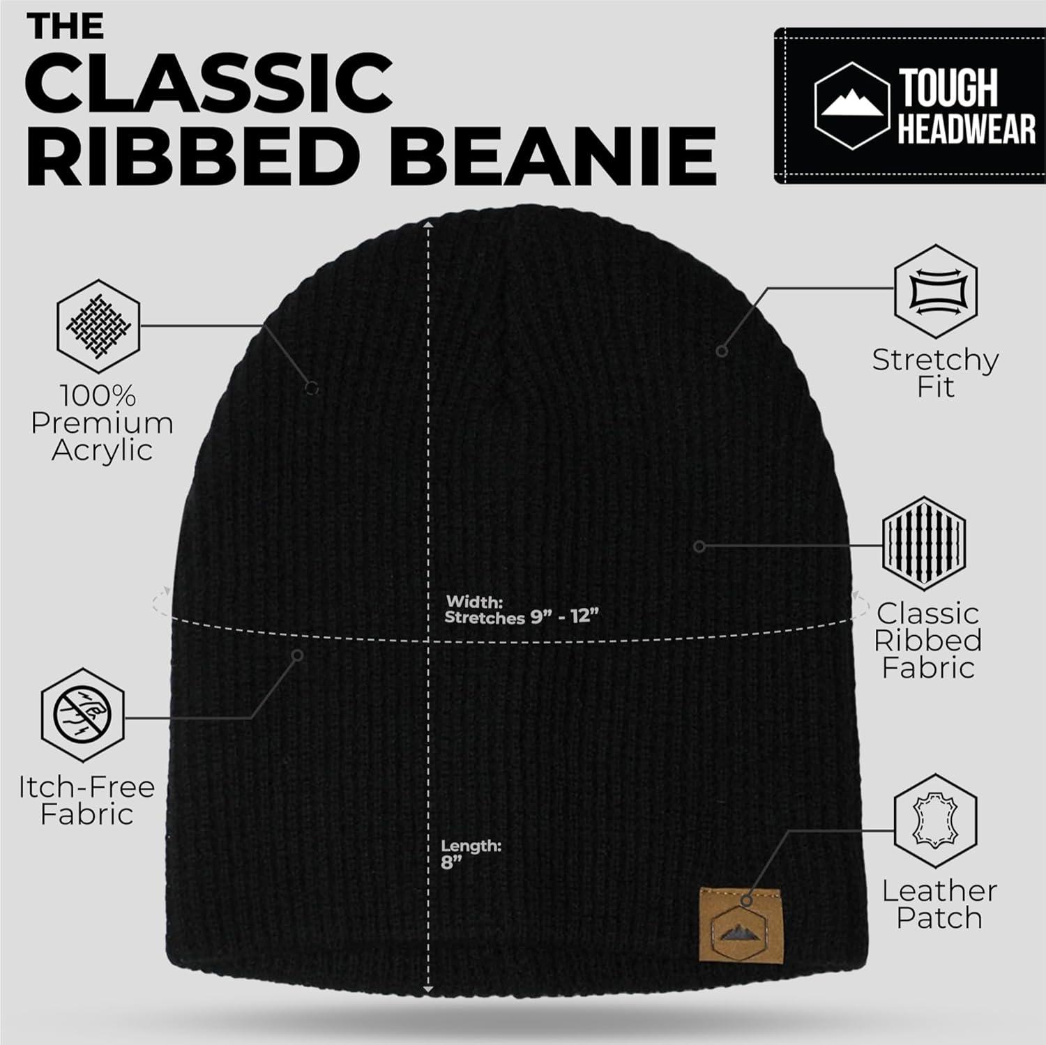 imageBeanie for Men  Warm Winter Hats for Men Knit Hat for Cold Weather Soft Ribbed Beanie Cap ampamp Lightweight Toboggan HatsBlack  Black