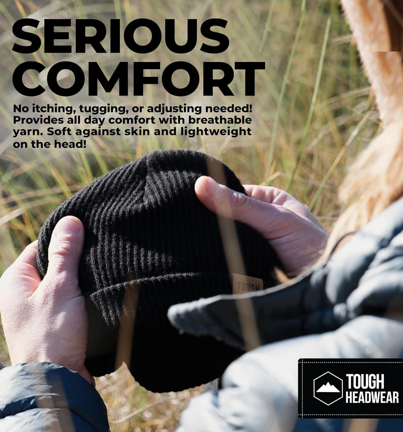 imageBeanie for Men  Warm Winter Hats for Men Knit Hat for Cold Weather Soft Ribbed Beanie Cap ampamp Lightweight Toboggan HatsBlack