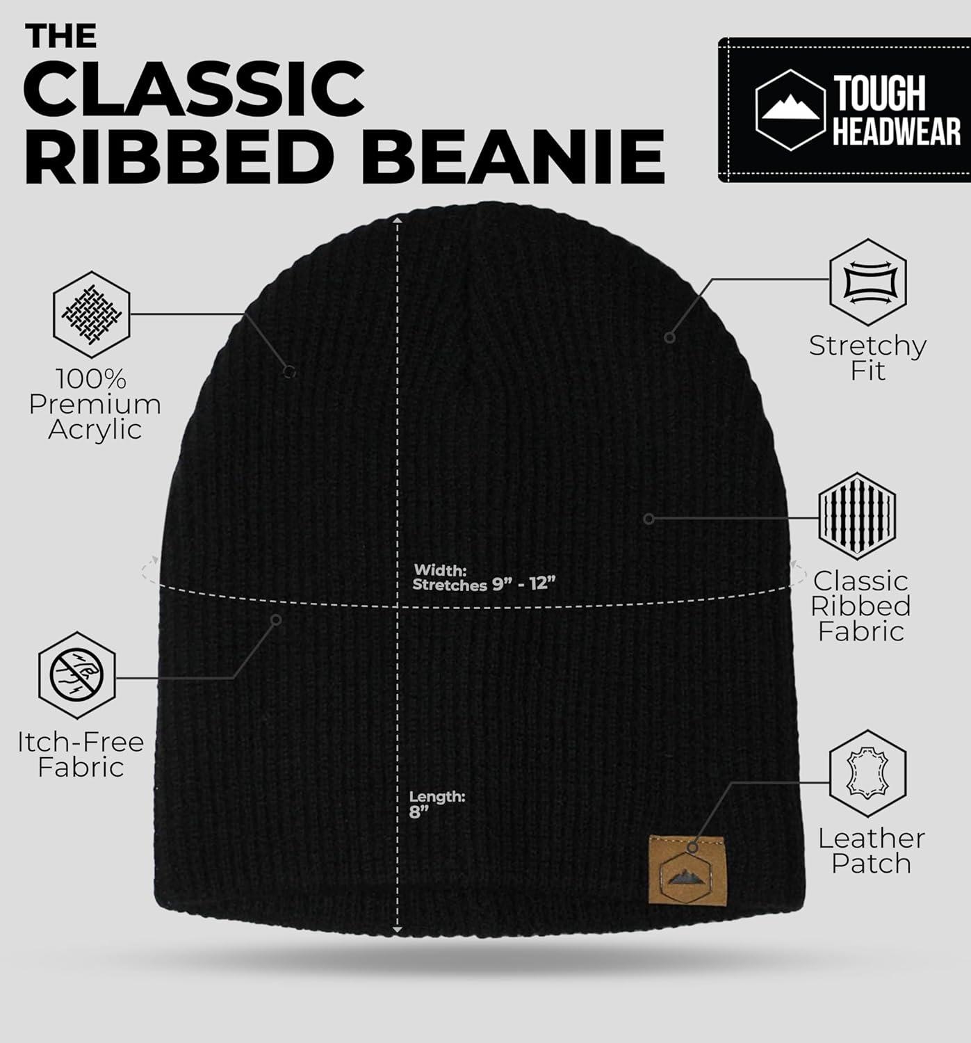 imageBeanie for Men  Warm Winter Hats for Men Knit Hat for Cold Weather Soft Ribbed Beanie Cap ampamp Lightweight Toboggan HatsBlack