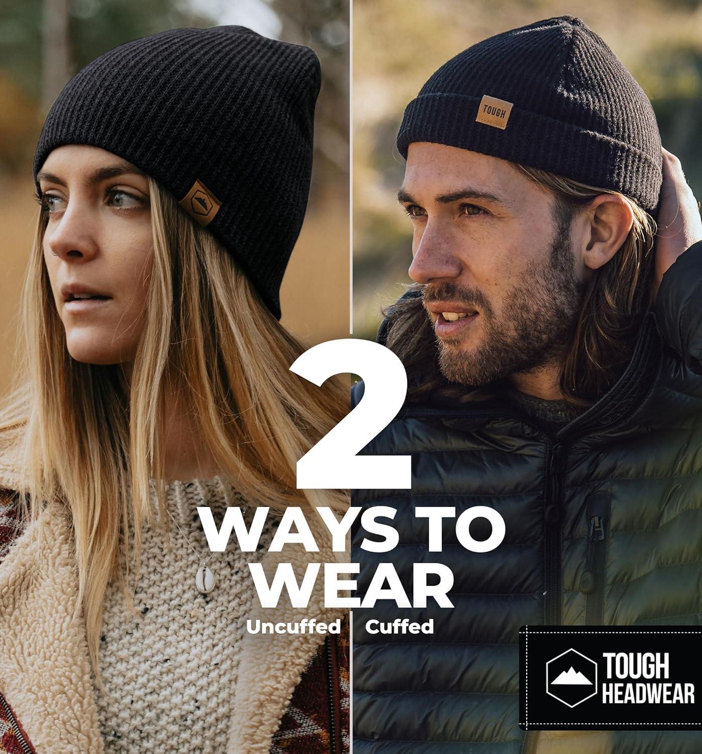 imageBeanie for Men  Warm Winter Hats for Men Knit Hat for Cold Weather Soft Ribbed Beanie Cap ampamp Lightweight Toboggan HatsBlack