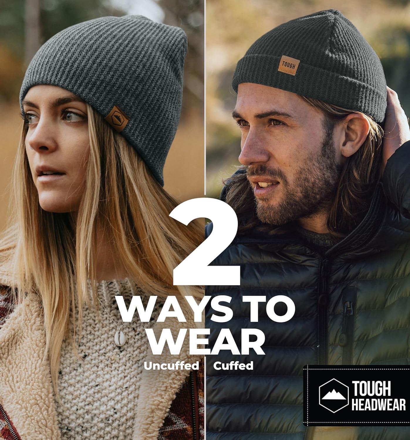 imageBeanie for Men  Warm Winter Hats for Men Knit Hat for Cold Weather Soft Ribbed Beanie Cap ampamp Lightweight Toboggan HatsDark Gray