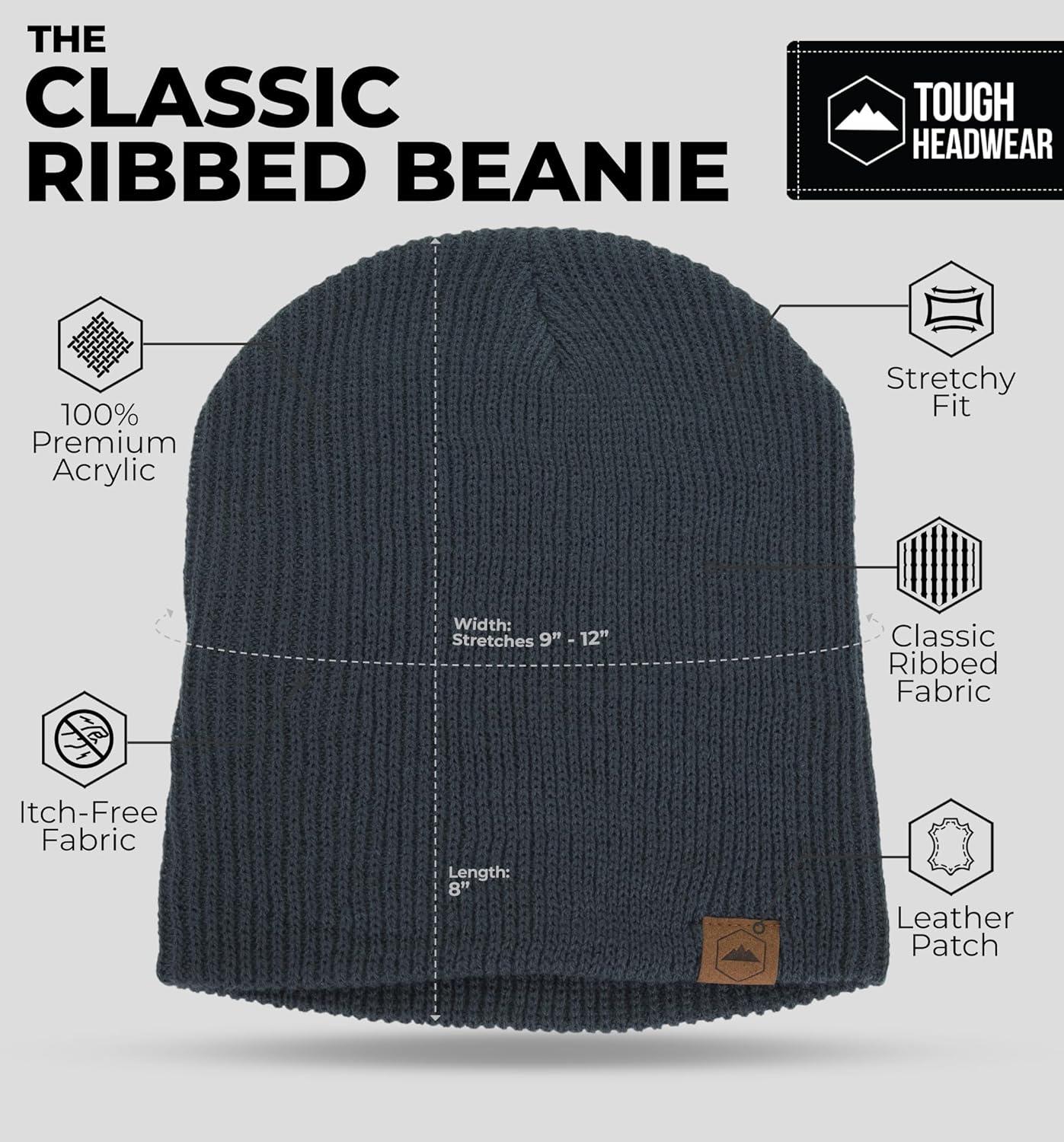 imageBeanie for Men  Warm Winter Hats for Men Knit Hat for Cold Weather Soft Ribbed Beanie Cap ampamp Lightweight Toboggan HatsDark Gray