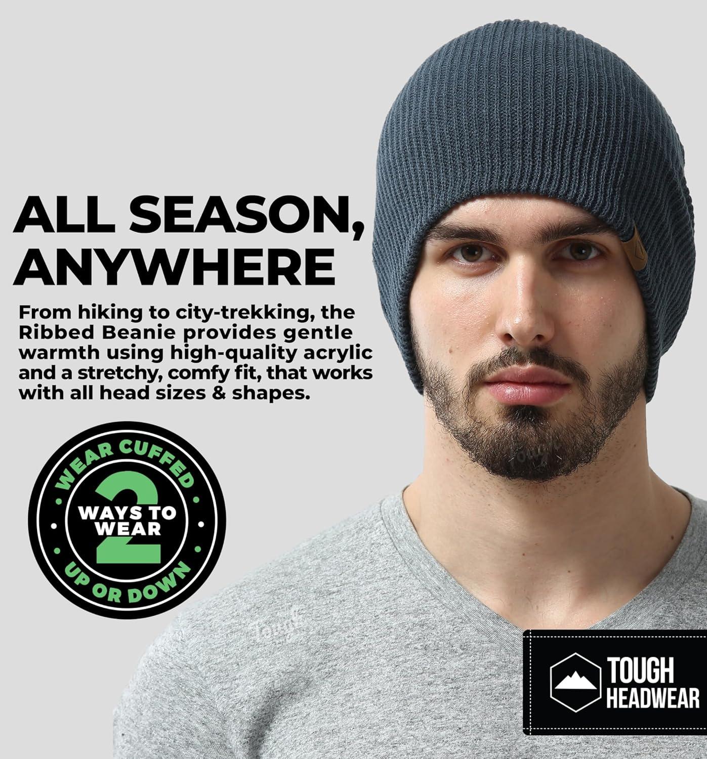 imageBeanie for Men  Warm Winter Hats for Men Knit Hat for Cold Weather Soft Ribbed Beanie Cap ampamp Lightweight Toboggan HatsDark Gray