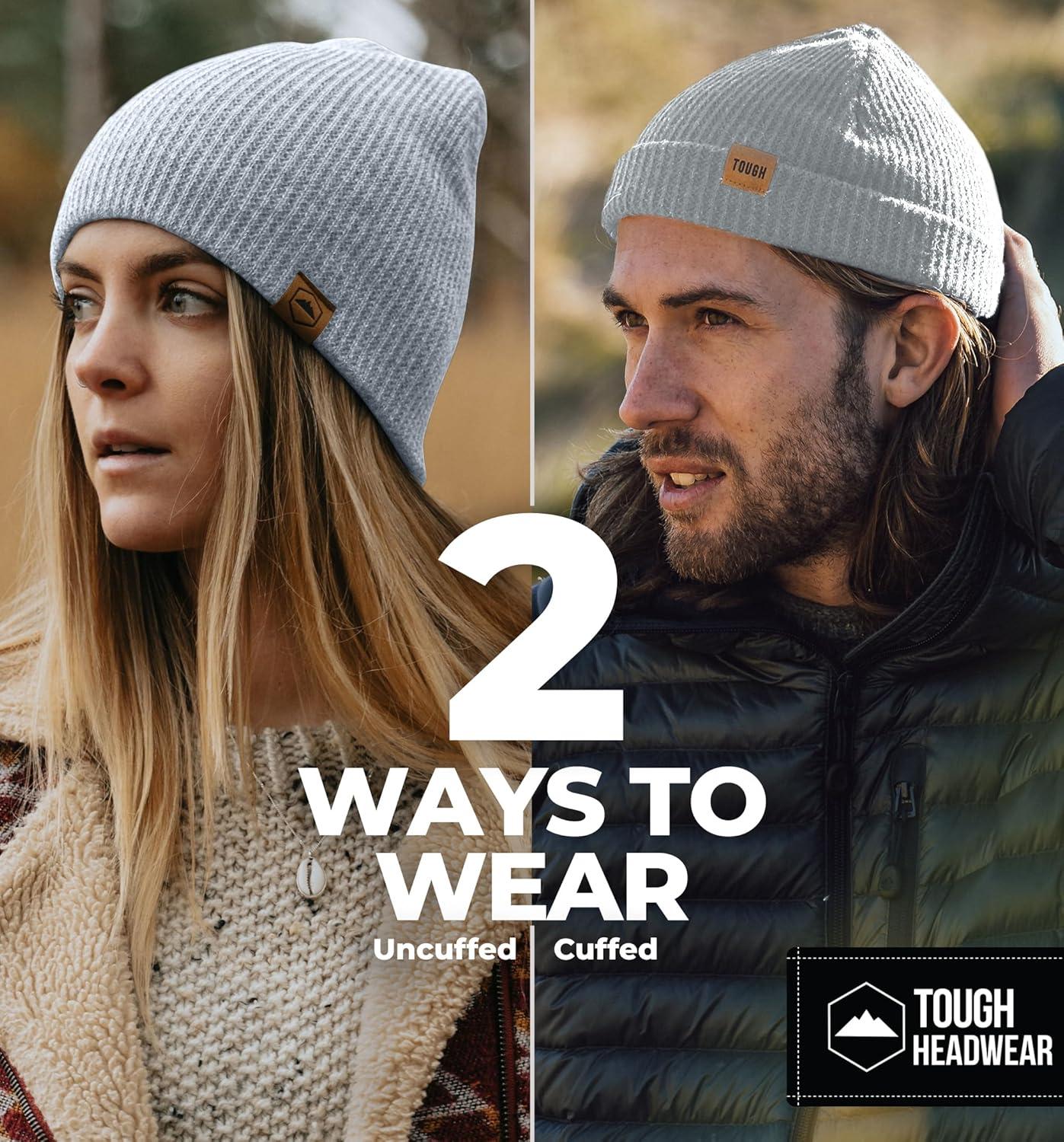 imageBeanie for Men  Warm Winter Hats for Men Knit Hat for Cold Weather Soft Ribbed Beanie Cap ampamp Lightweight Toboggan HatsLight Gray