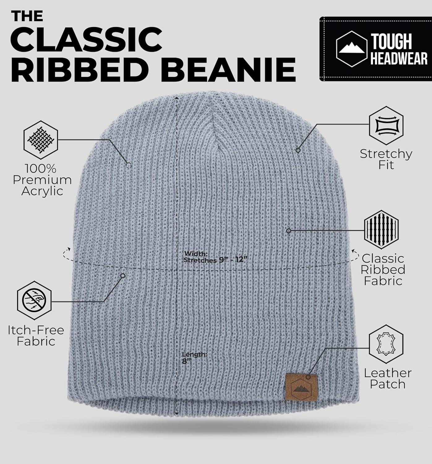 imageBeanie for Men  Warm Winter Hats for Men Knit Hat for Cold Weather Soft Ribbed Beanie Cap ampamp Lightweight Toboggan HatsLight Gray