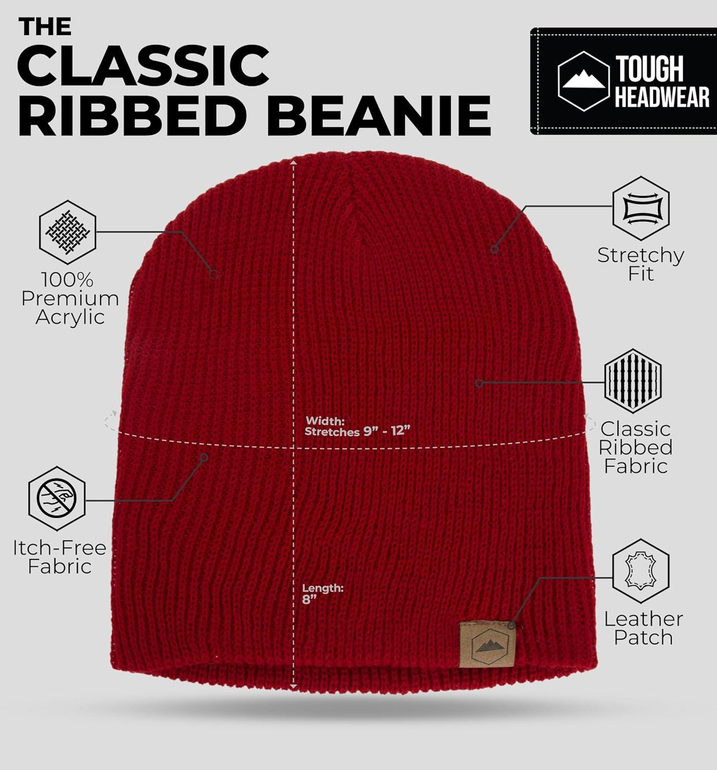 imageBeanie for Men  Warm Winter Hats for Men Knit Hat for Cold Weather Soft Ribbed Beanie Cap ampamp Lightweight Toboggan HatsMaroon