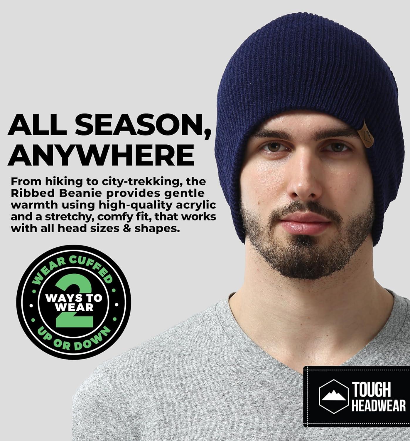 imageBeanie for Men  Warm Winter Hats for Men Knit Hat for Cold Weather Soft Ribbed Beanie Cap ampamp Lightweight Toboggan HatsNavy Blue