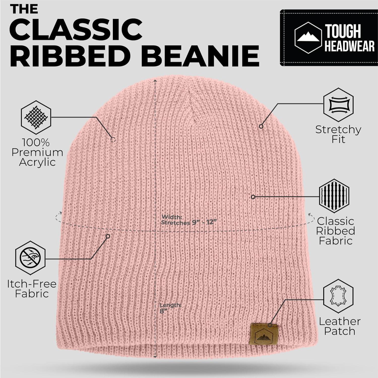 imageBeanie for Men  Warm Winter Hats for Men Knit Hat for Cold Weather Soft Ribbed Beanie Cap ampamp Lightweight Toboggan HatsPink