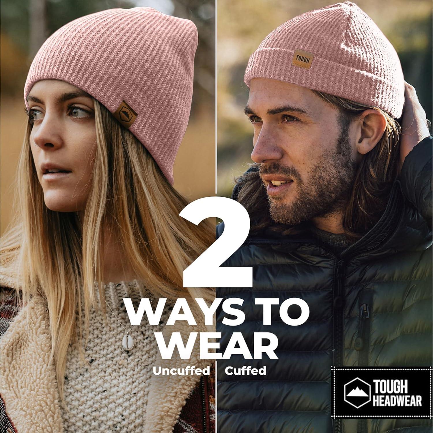 imageBeanie for Men  Warm Winter Hats for Men Knit Hat for Cold Weather Soft Ribbed Beanie Cap ampamp Lightweight Toboggan HatsPink