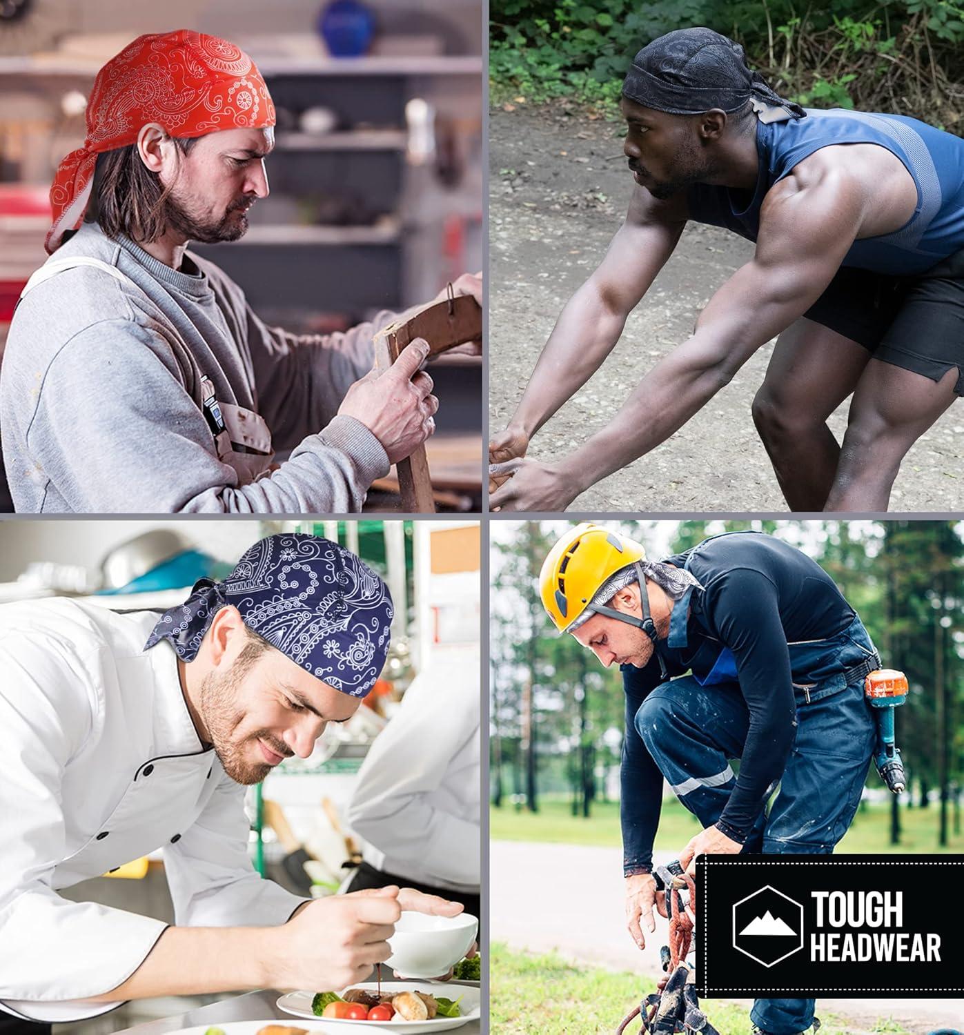 imageCooling Helmet Liners  Do Rag Skull Caps for Men  Cooling Head Wraps Hard Hat Liner  Motorcycle Pirate Bandana1 Black  1 Red  1 Navy  1 White