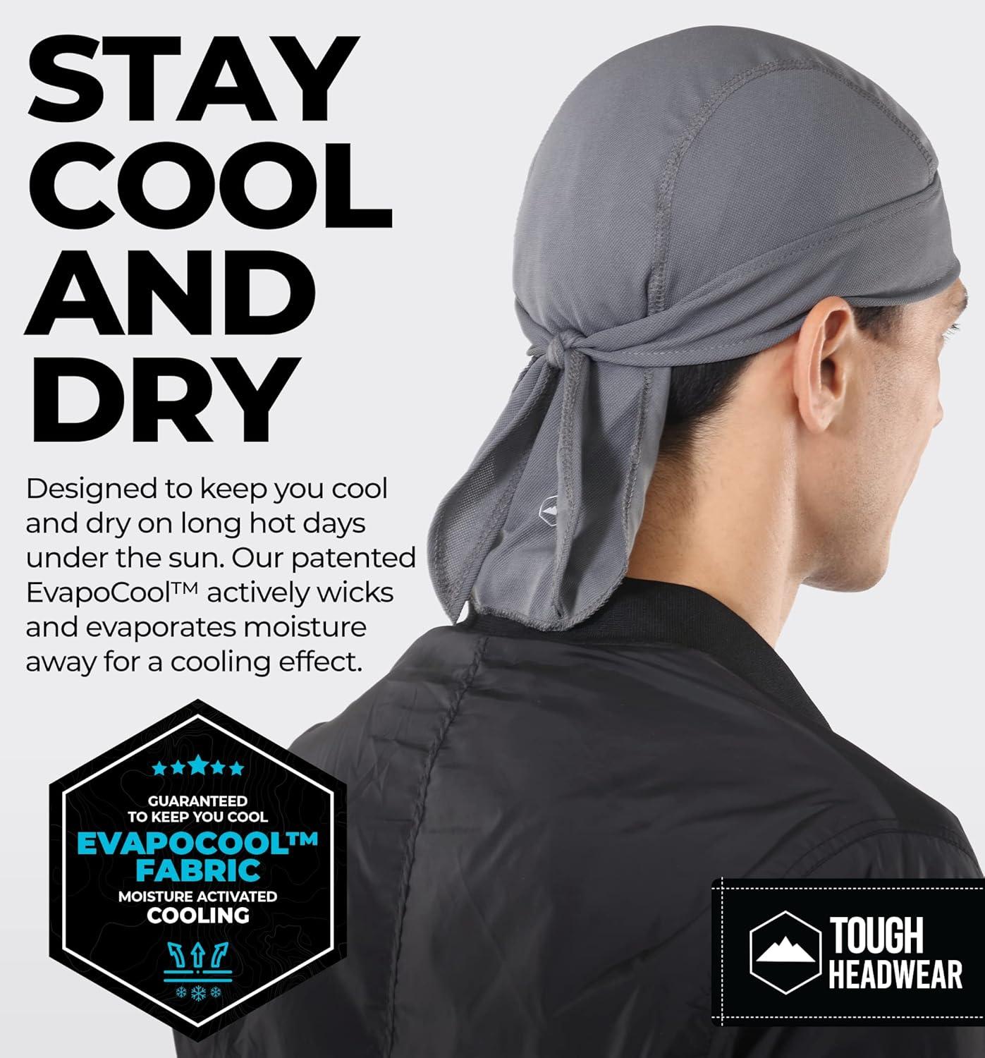 imageCooling Helmet Liners  Do Rag Skull Caps for Men  Cooling Head Wraps Hard Hat Liner  Motorcycle Pirate Bandana2 Black  2 Gray