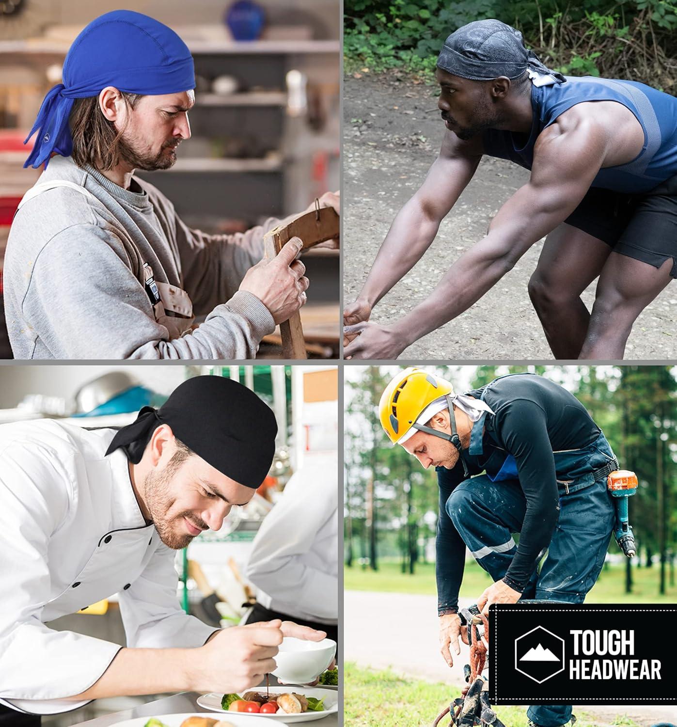 imageCooling Helmet Liners  Do Rag Skull Caps for Men  Cooling Head Wraps Hard Hat Liner  Motorcycle Pirate Bandana4 Black