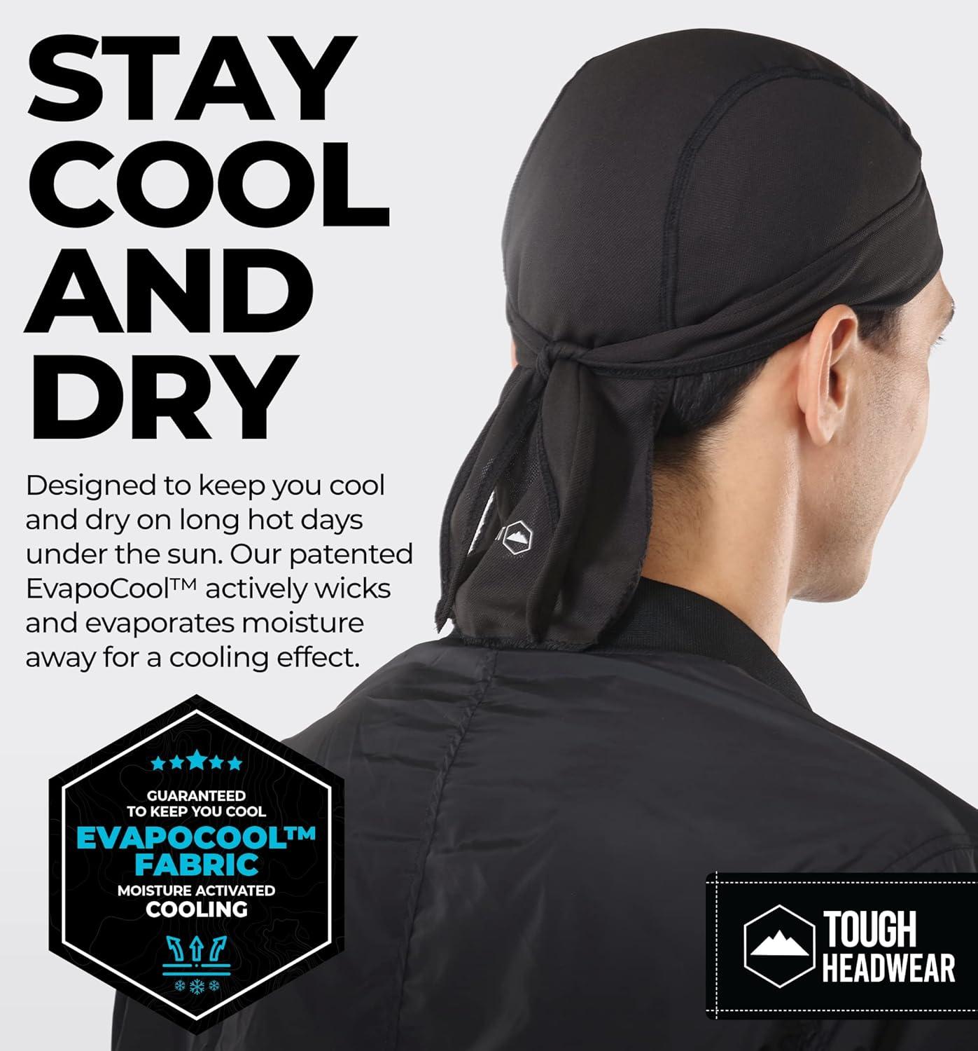 imageCooling Helmet Liners  Do Rag Skull Caps for Men  Cooling Head Wraps Hard Hat Liner  Motorcycle Pirate BandanaBlack