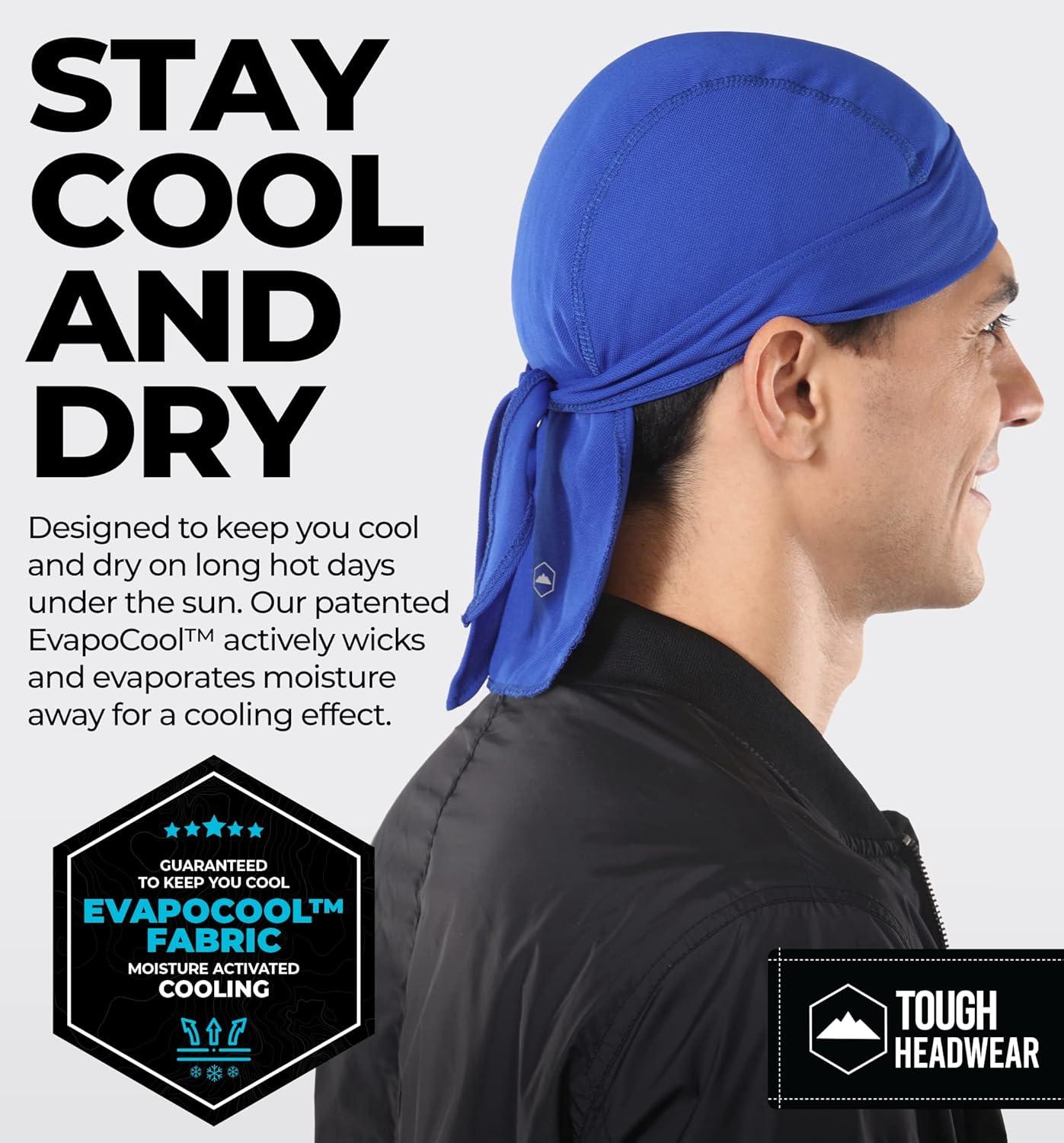 imageCooling Helmet Liners  Do Rag Skull Caps for Men  Cooling Head Wraps Hard Hat Liner  Motorcycle Pirate BandanaBlue