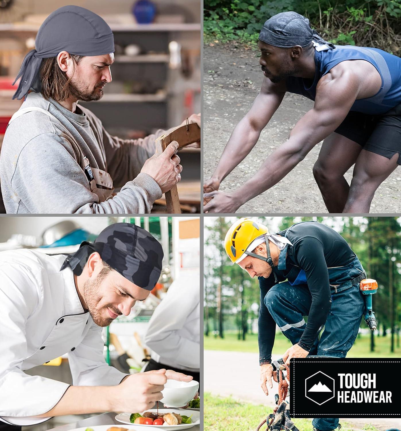 imageCooling Helmet Liners  Do Rag Skull Caps for Men  Cooling Head Wraps Hard Hat Liner  Motorcycle Pirate BandanaDark Gray