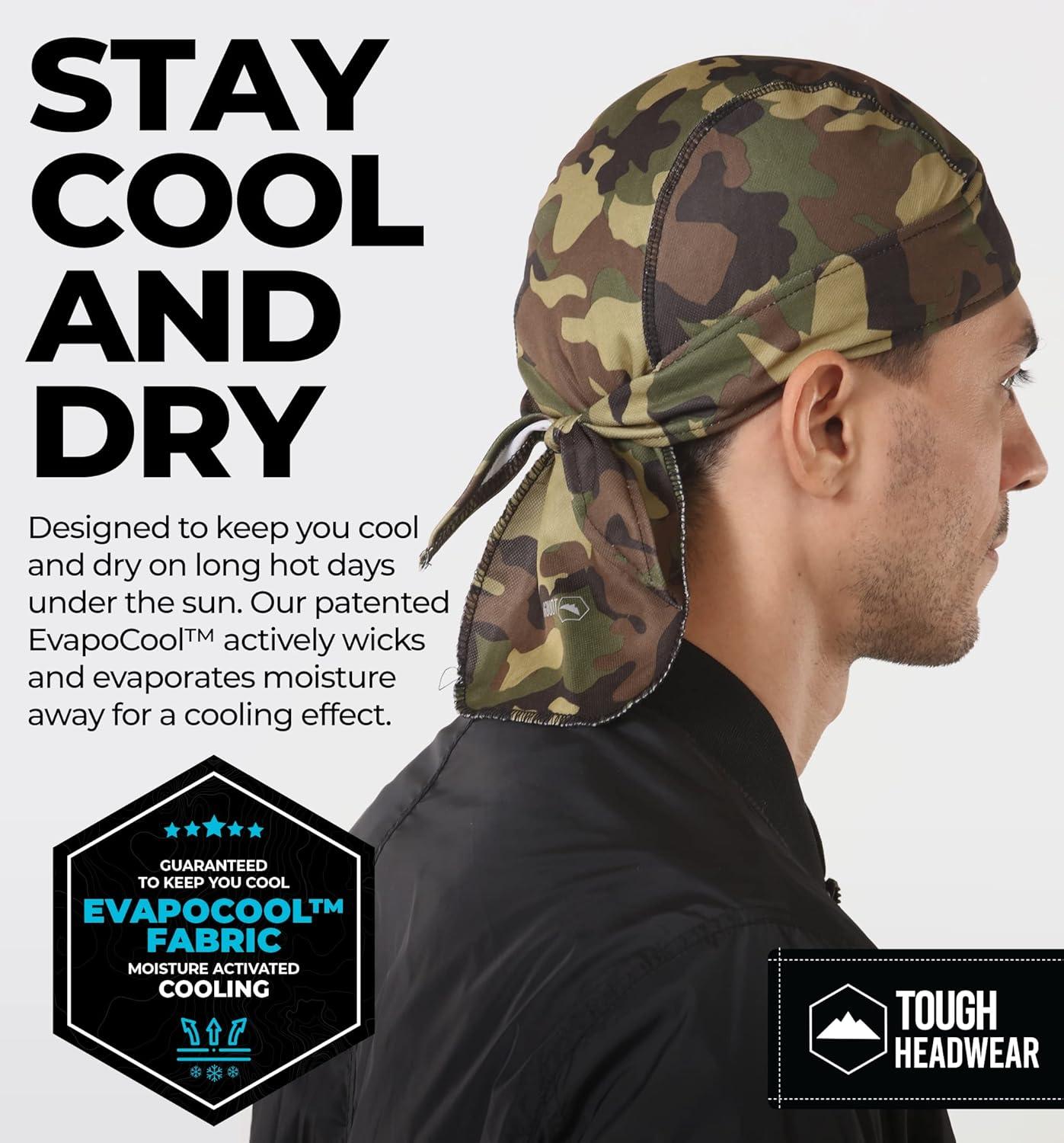 imageCooling Helmet Liners  Do Rag Skull Caps for Men  Cooling Head Wraps Hard Hat Liner  Motorcycle Pirate BandanaMilitary Camo