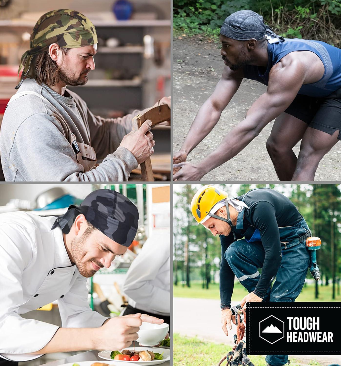 imageCooling Helmet Liners  Do Rag Skull Caps for Men  Cooling Head Wraps Hard Hat Liner  Motorcycle Pirate BandanaMilitary Camo