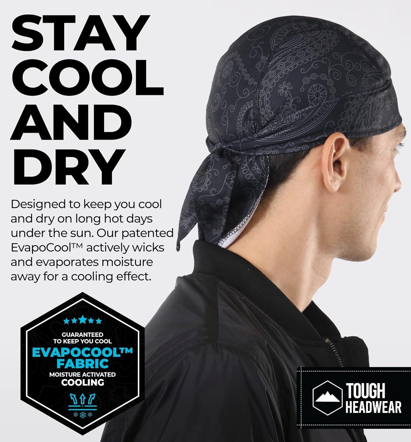 imageCooling Helmet Liners  Do Rag Skull Caps for Men  Cooling Head Wraps Hard Hat Liner  Motorcycle Pirate BandanaPaisley  Black