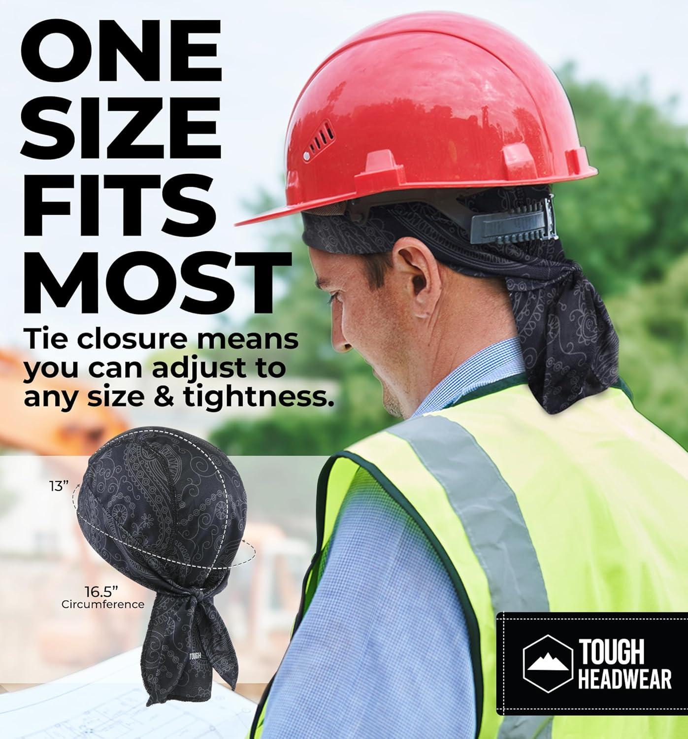 imageCooling Helmet Liners  Do Rag Skull Caps for Men  Cooling Head Wraps Hard Hat Liner  Motorcycle Pirate BandanaPaisley  Black