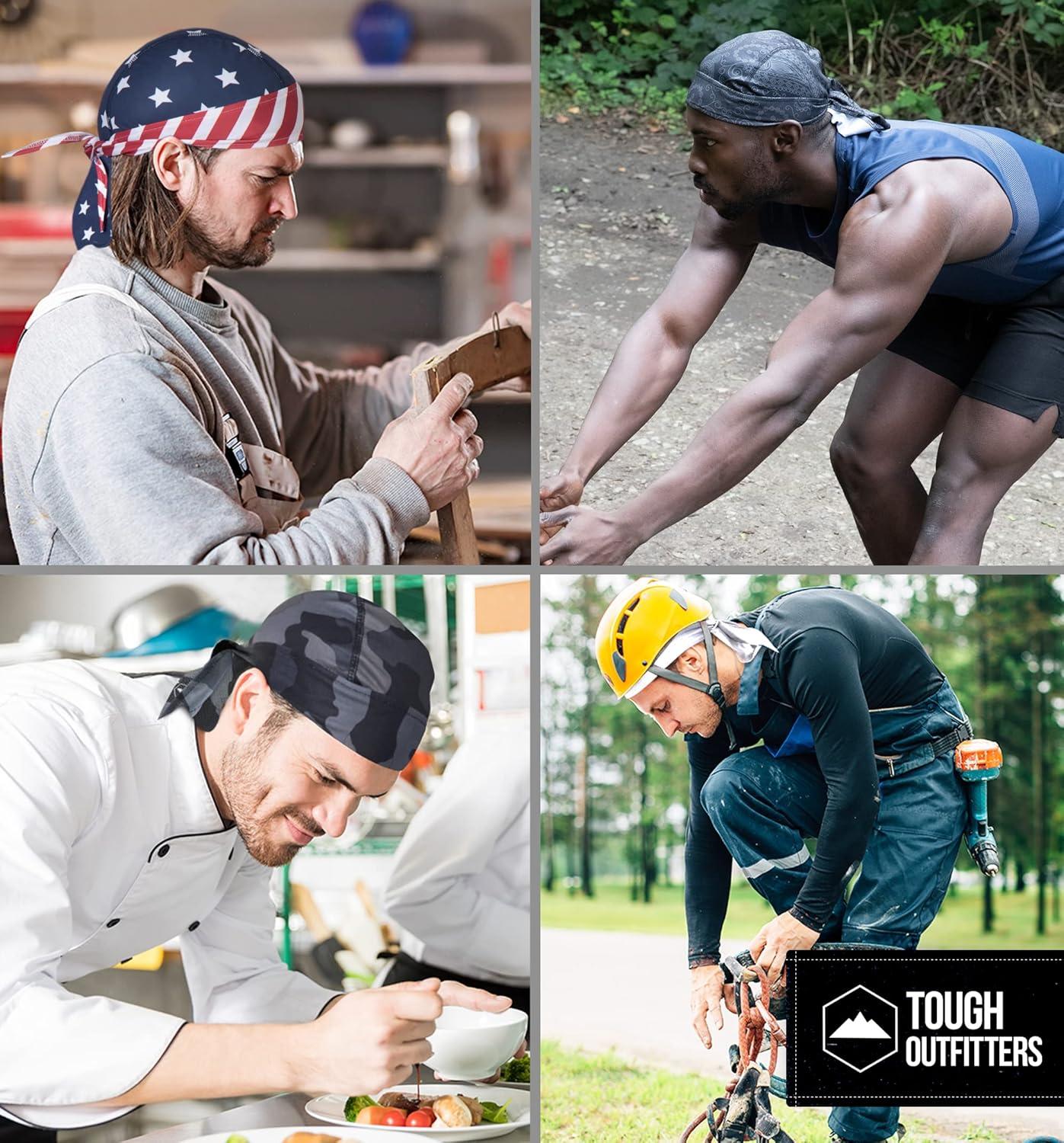 imageCooling Helmet Liners  Do Rag Skull Caps for Men  Cooling Head Wraps Hard Hat Liner  Motorcycle Pirate BandanaUs Flag