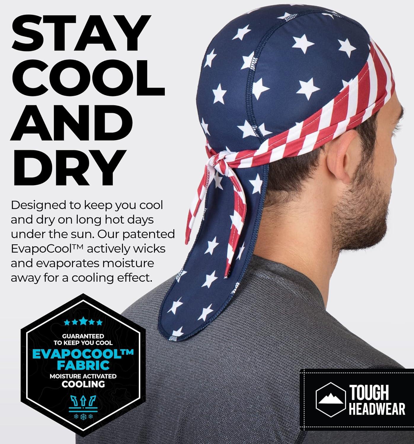 imageCooling Helmet Liners  Do Rag Skull Caps for Men  Cooling Head Wraps Hard Hat Liner  Motorcycle Pirate BandanaUs Flag