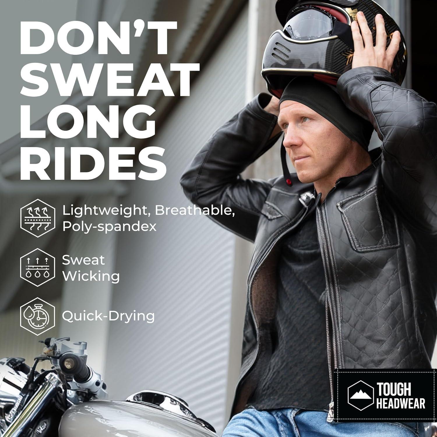 imageCooling Skull Cap for Men  Hard Hat Liner Cycling Cap Head Caps for Men Helmet Liner for MotorcycleBlack 3 Pack