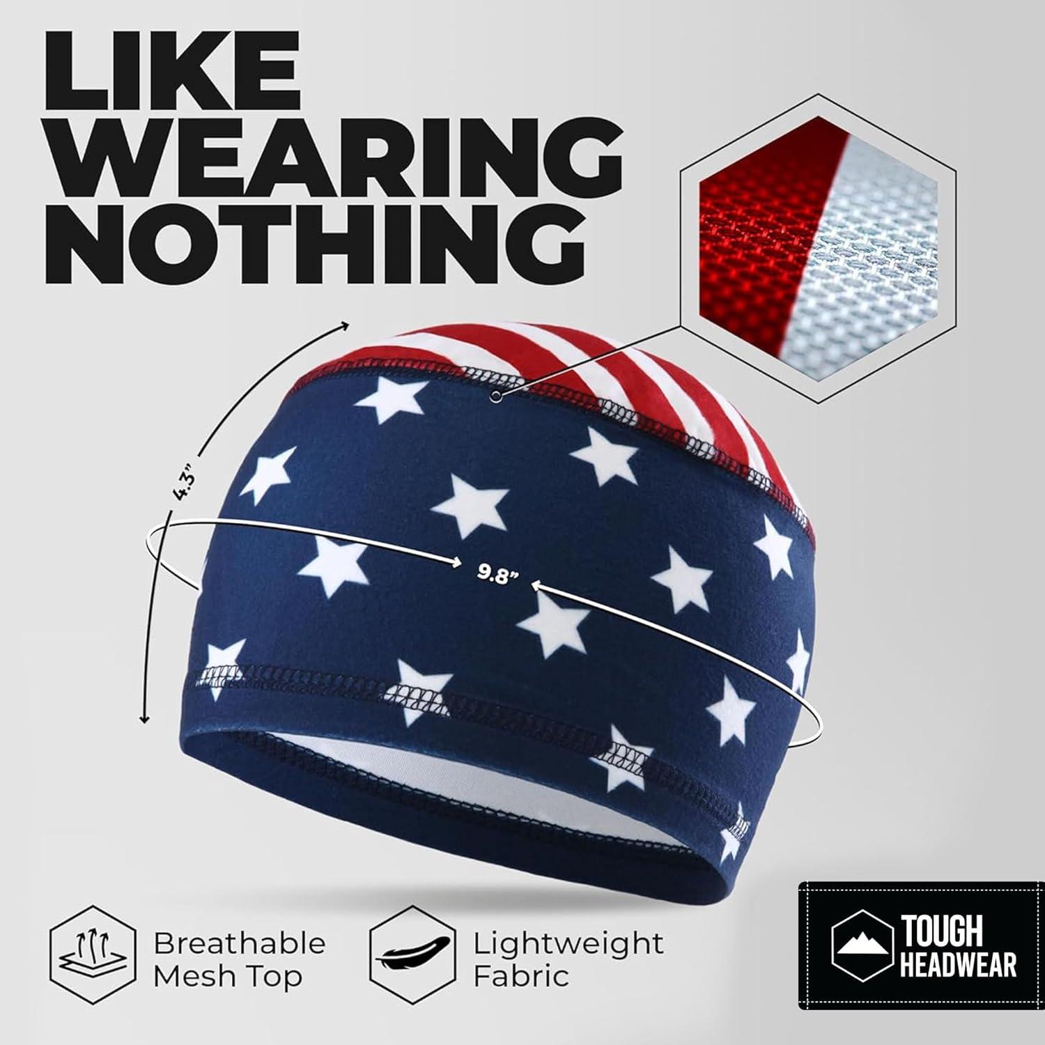 imageCooling Skull Cap for Men  Hard Hat Liner Cycling Cap Head Caps for Men Helmet Liner for MotorcycleStars and Stripes