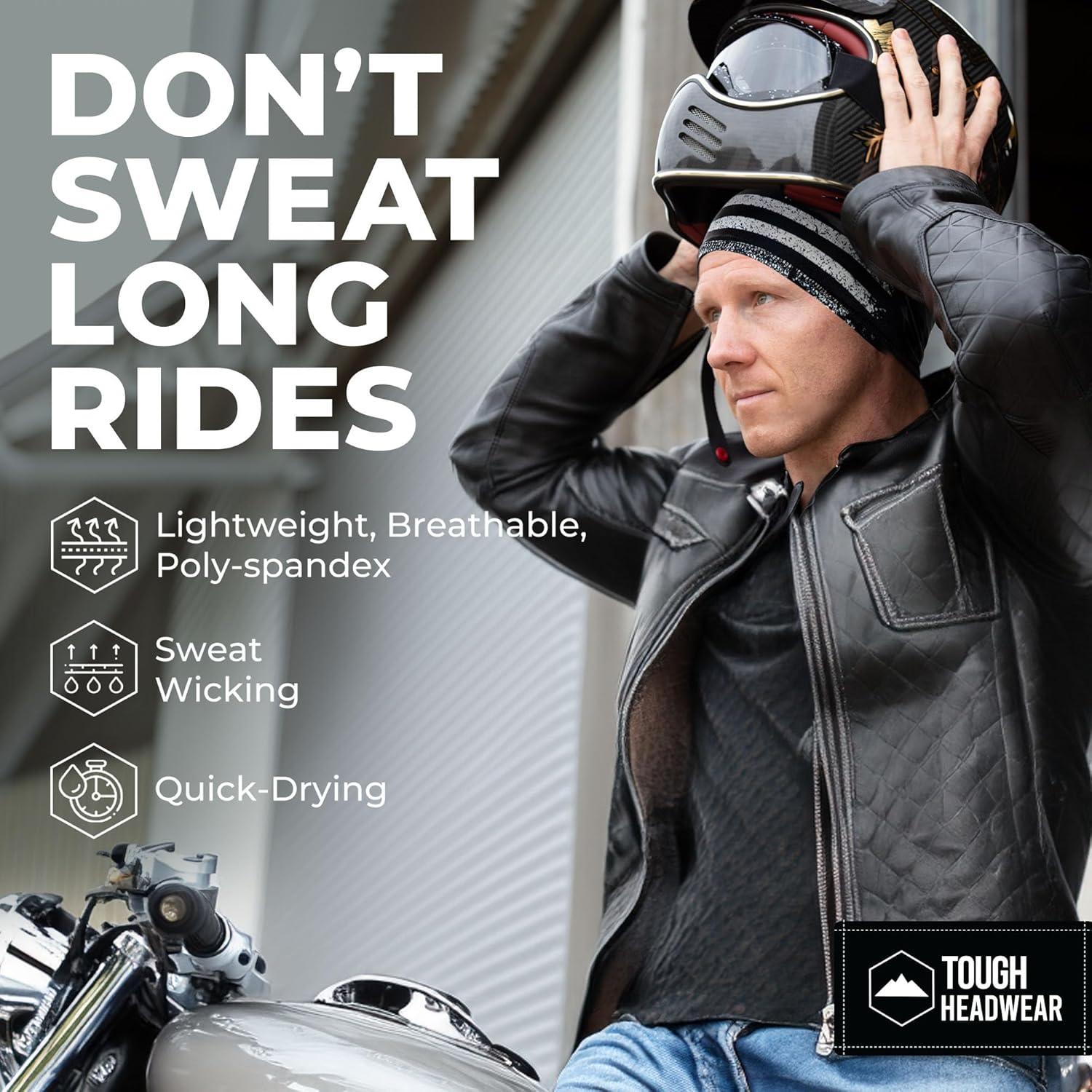 imageCooling Skull Cap for Men  Hard Hat Liner Cycling Cap Head Caps for Men Helmet Liner for MotorcycleUsa Black White