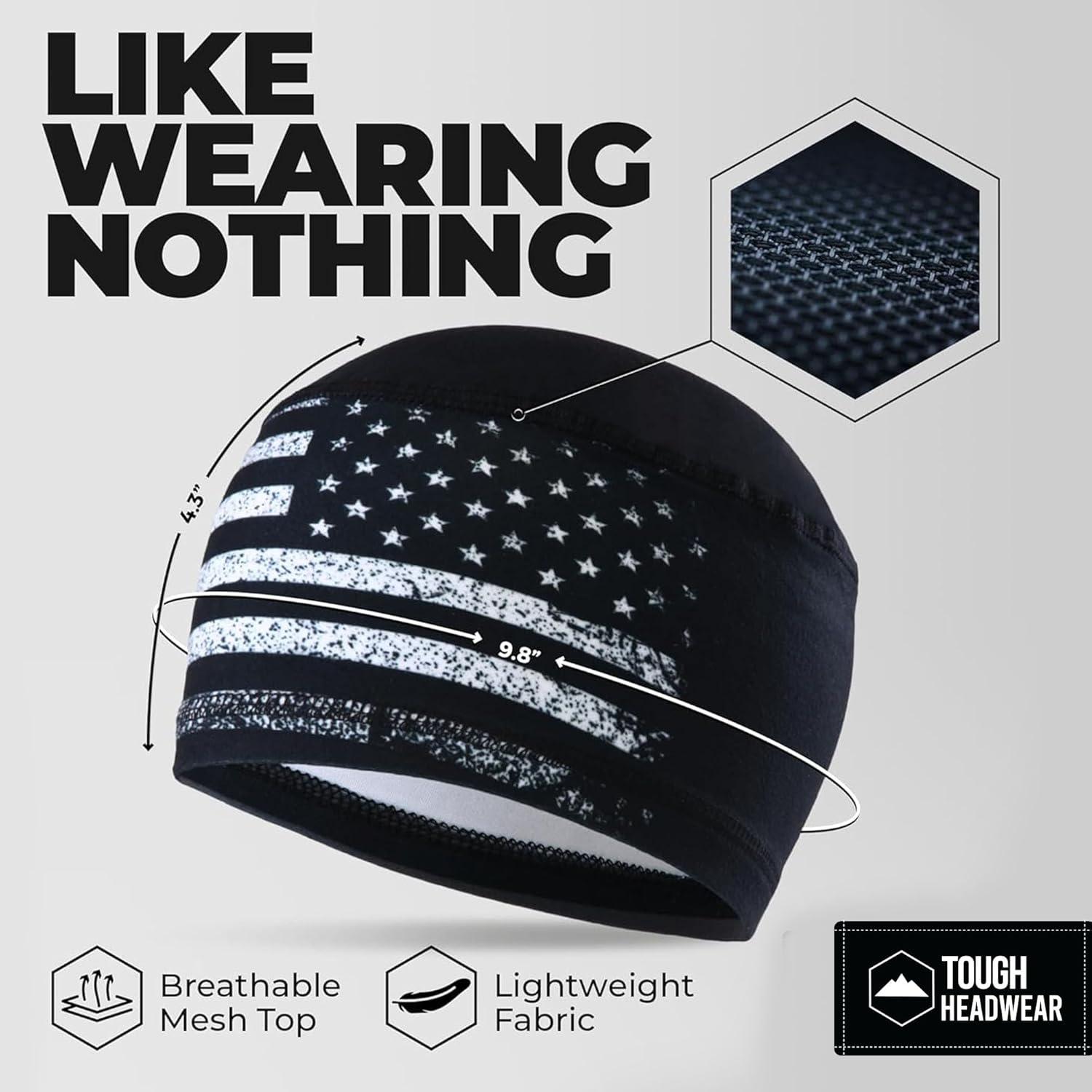 imageCooling Skull Cap for Men  Hard Hat Liner Cycling Cap Head Caps for Men Helmet Liner for MotorcycleUsa Black White