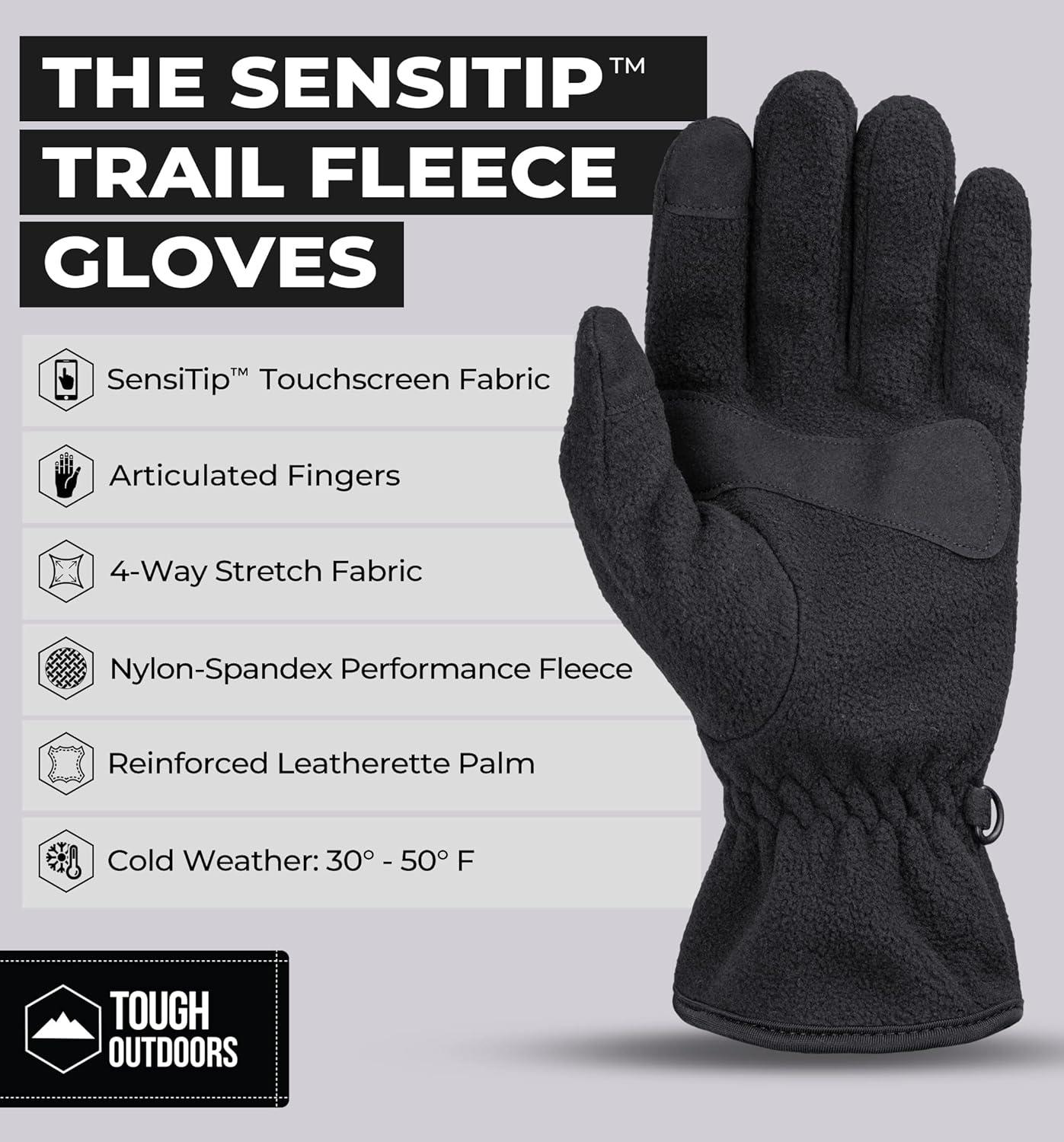 imageFleece Gloves with Touchscreen  Warm Mens ampamp Womens Winter Gloves  Thermal Fleece Lined Gloves Cold Weather for RunningBlack