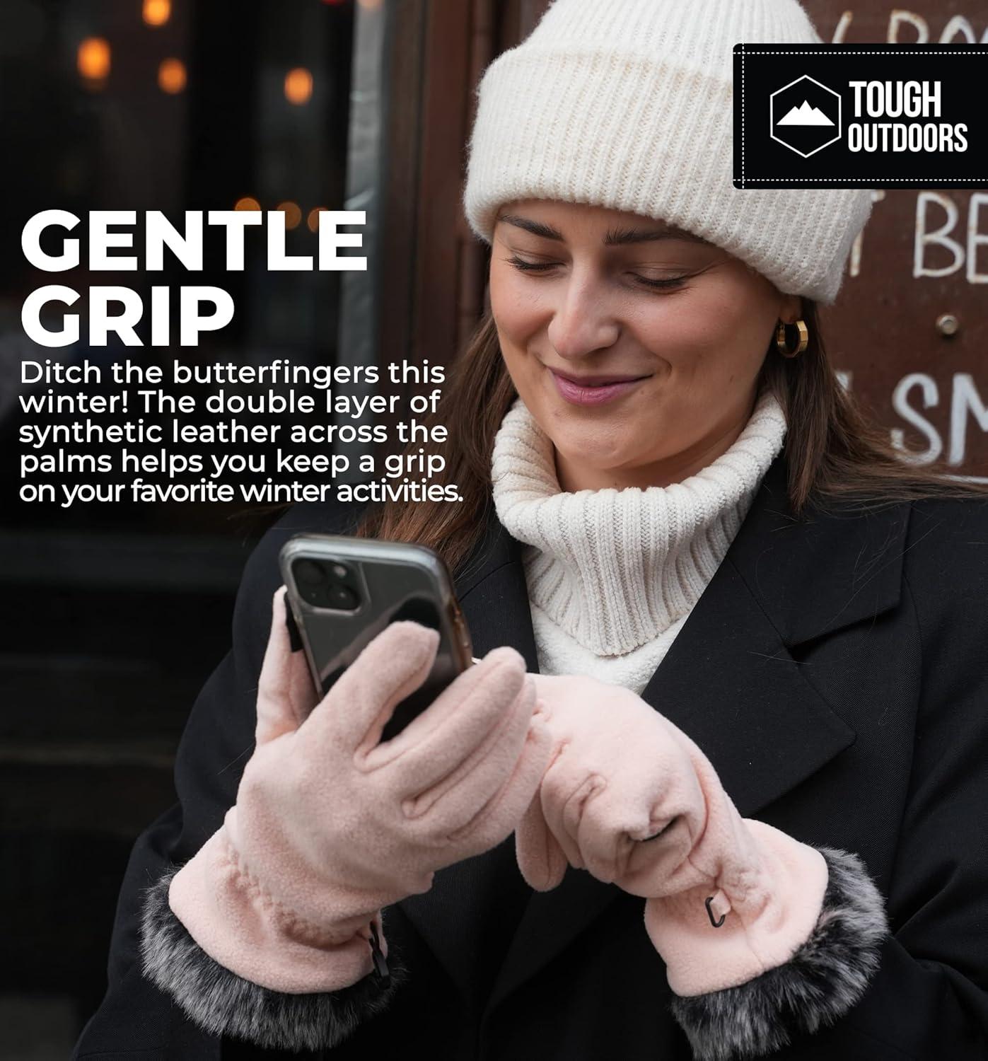 imageFleece Gloves with Touchscreen  Warm Mens ampamp Womens Winter Gloves  Thermal Fleece Lined Gloves Cold Weather for RunningPink