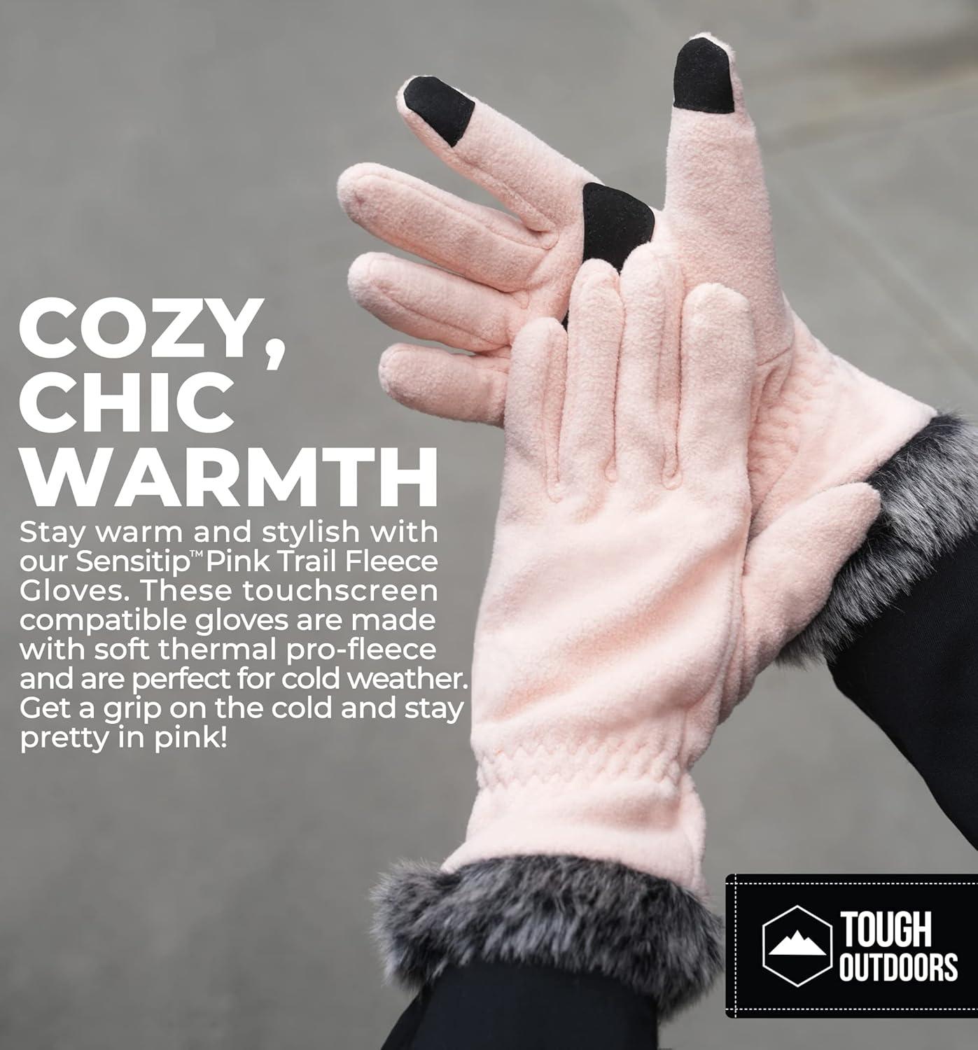 imageFleece Gloves with Touchscreen  Warm Mens ampamp Womens Winter Gloves  Thermal Fleece Lined Gloves Cold Weather for RunningPink