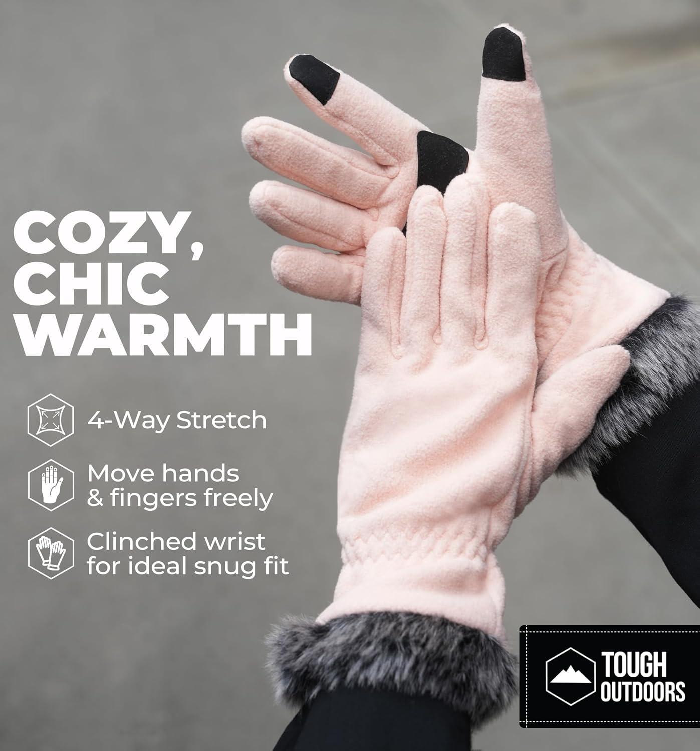 imageFleece Gloves with Touchscreen  Warm Mens ampamp Womens Winter Gloves  Thermal Fleece Lined Gloves Cold Weather for RunningPink