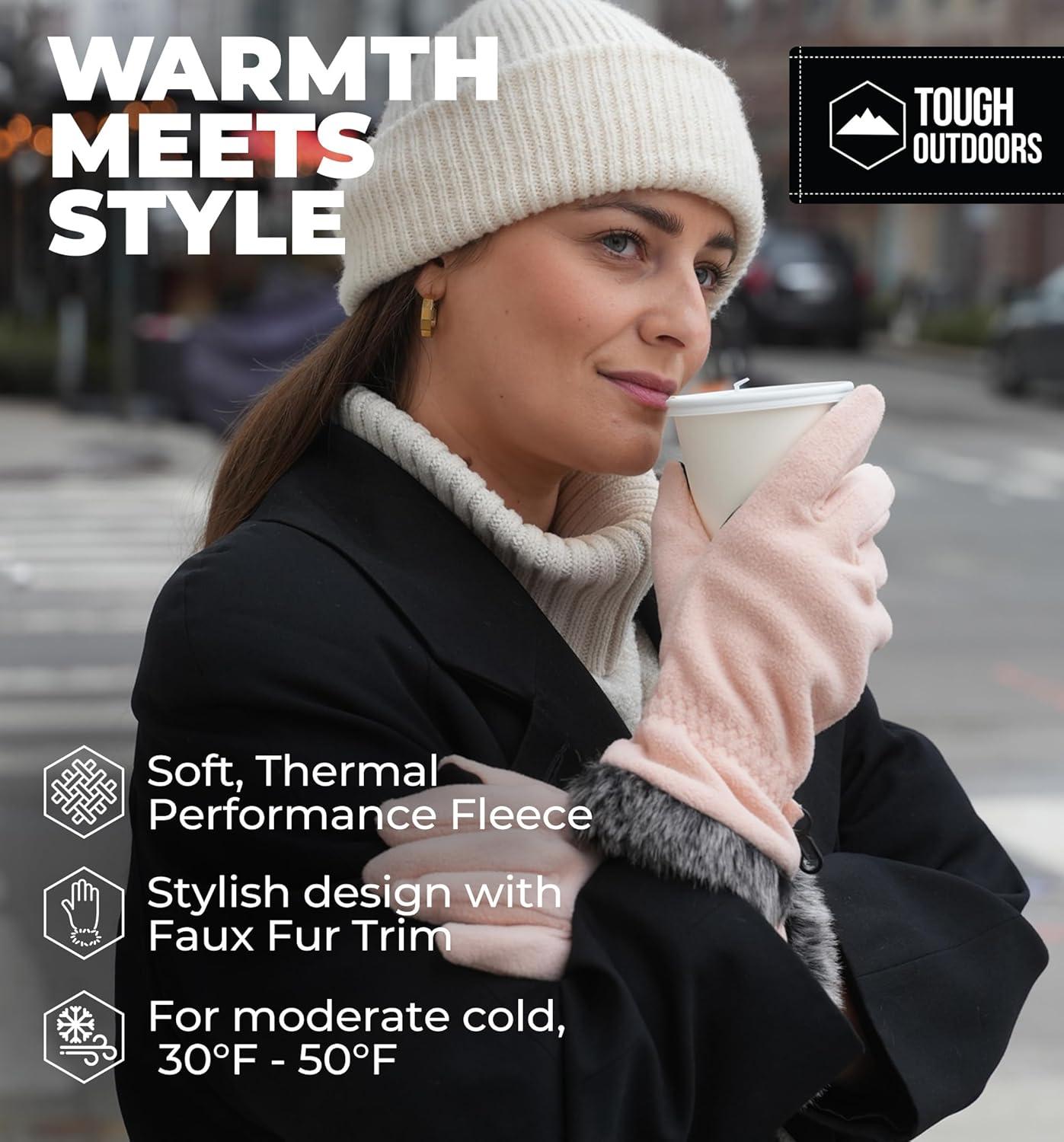 imageFleece Gloves with Touchscreen  Warm Mens ampamp Womens Winter Gloves  Thermal Fleece Lined Gloves Cold Weather for RunningPink