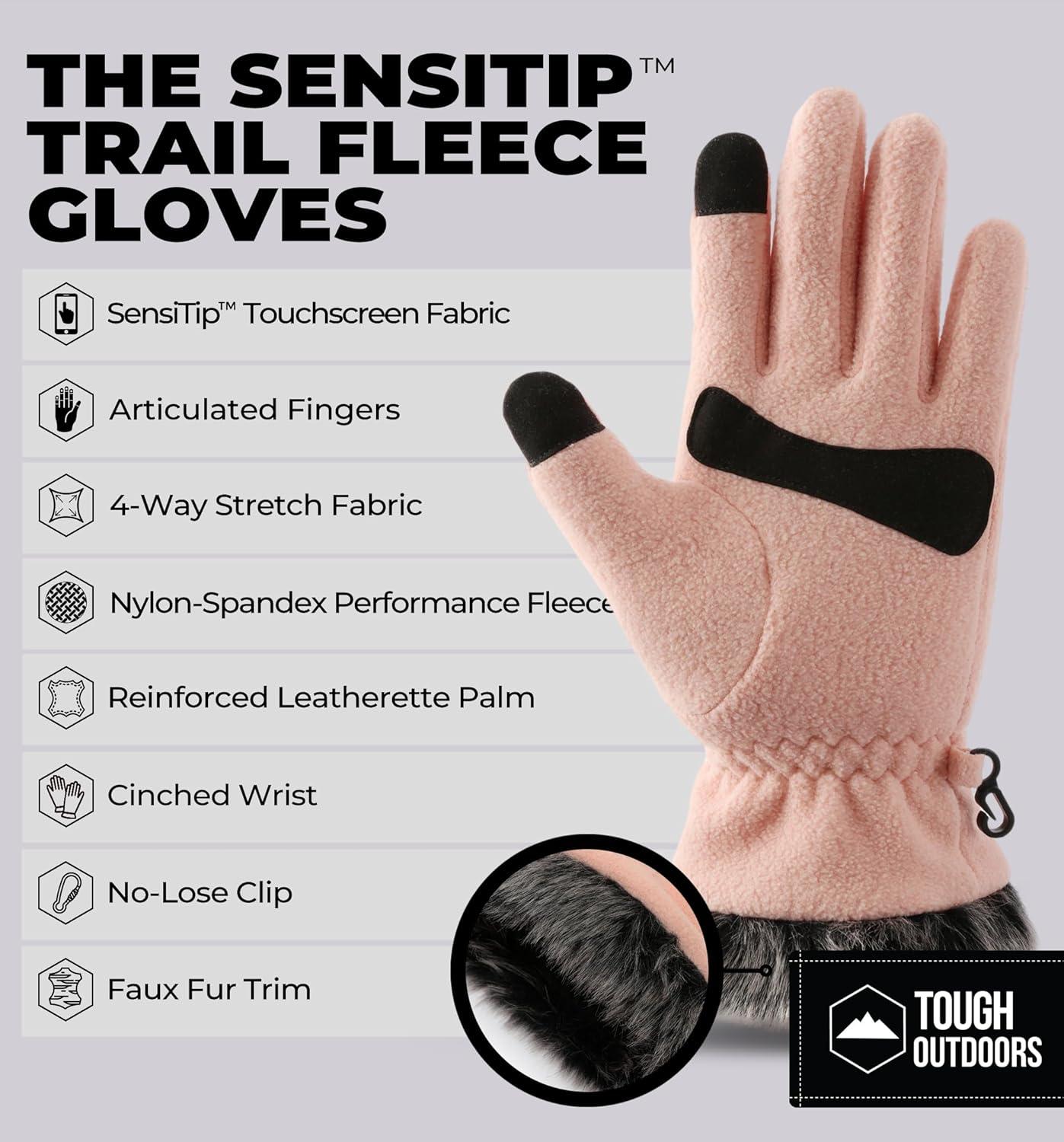 imageFleece Gloves with Touchscreen  Warm Mens ampamp Womens Winter Gloves  Thermal Fleece Lined Gloves Cold Weather for RunningPink