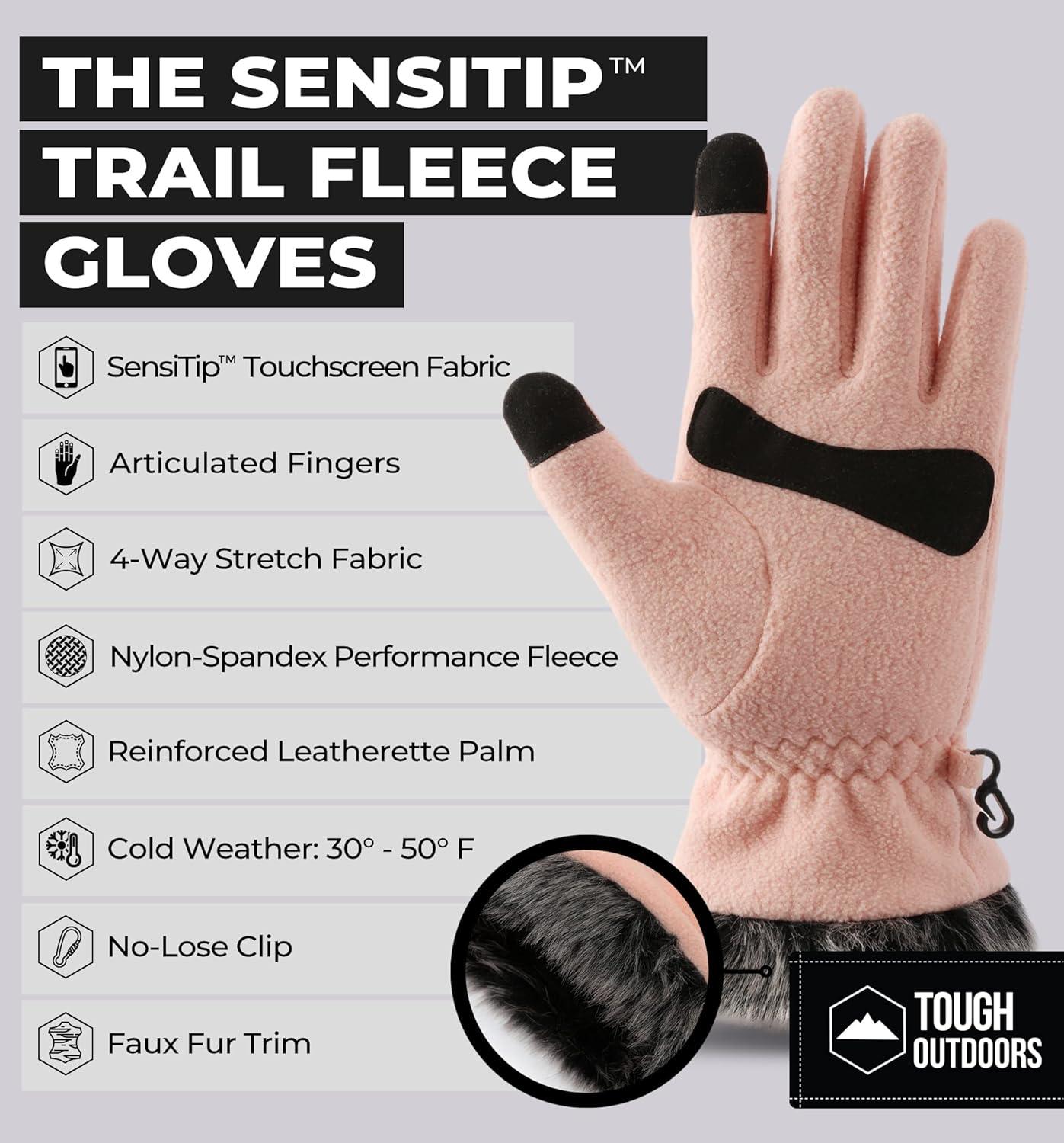 imageFleece Gloves with Touchscreen  Warm Mens ampamp Womens Winter Gloves  Thermal Fleece Lined Gloves Cold Weather for RunningPink