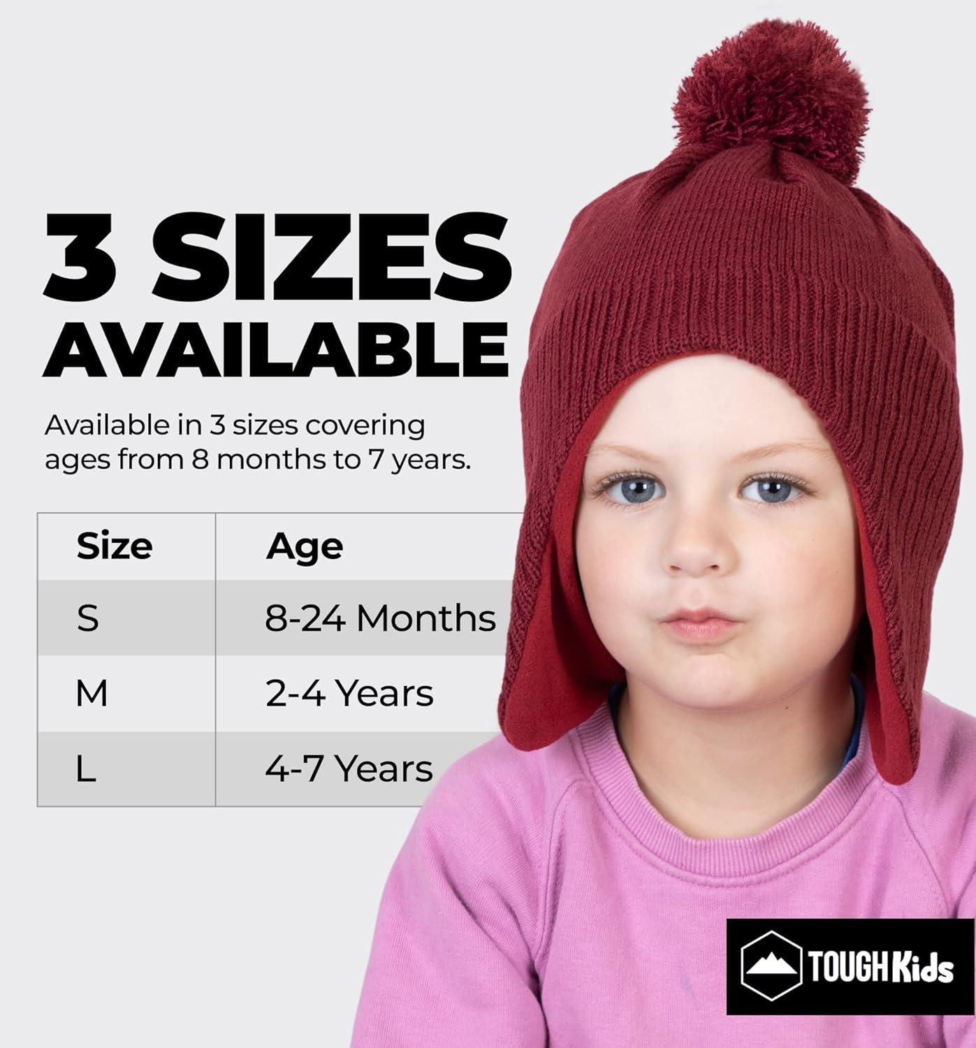 imageKids Winter Hat  Beanies for Boys ampamp Girls Toddler Winter Hat With Ear FlapsDeep Red