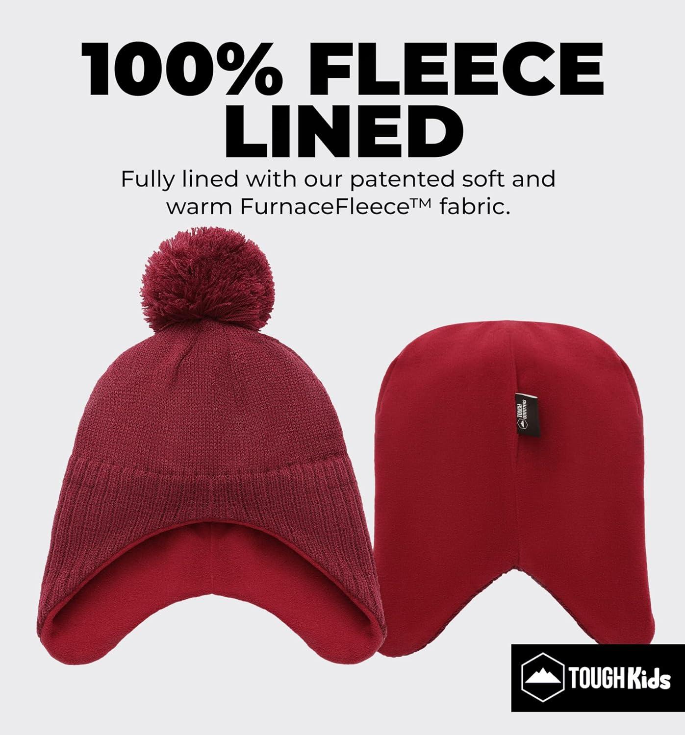 imageKids Winter Hat  Beanies for Boys ampamp Girls Toddler Winter Hat With Ear FlapsDeep Red