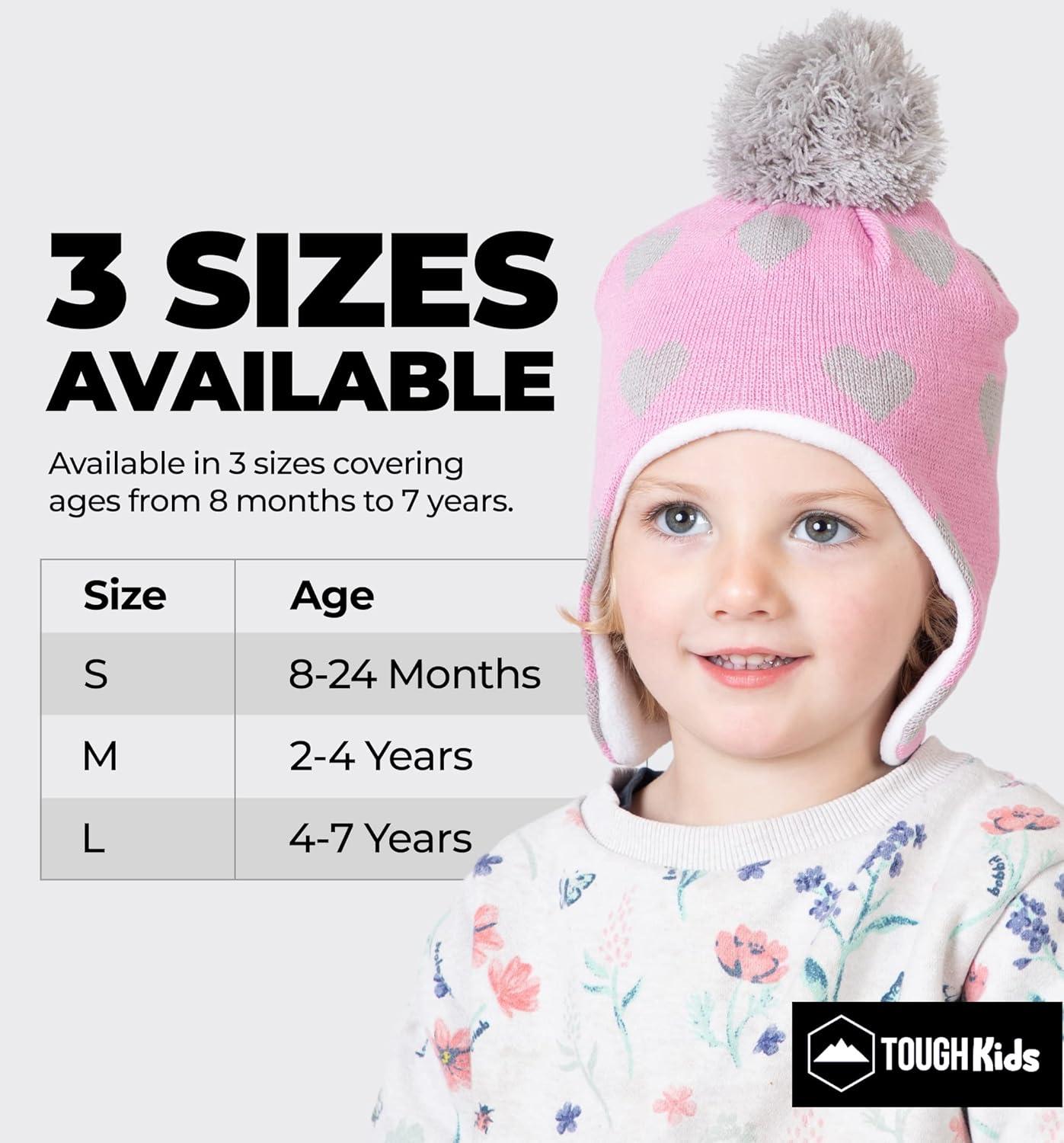 imageKids Winter Hat  Beanies for Boys ampamp Girls Toddler Winter Hat With Ear FlapsHearts