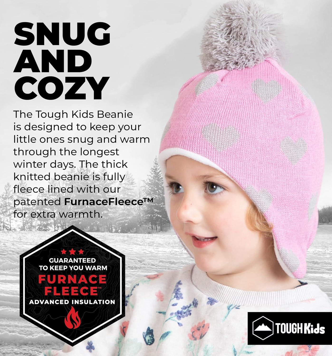 imageKids Winter Hat  Beanies for Boys ampamp Girls Toddler Winter Hat With Ear FlapsHearts