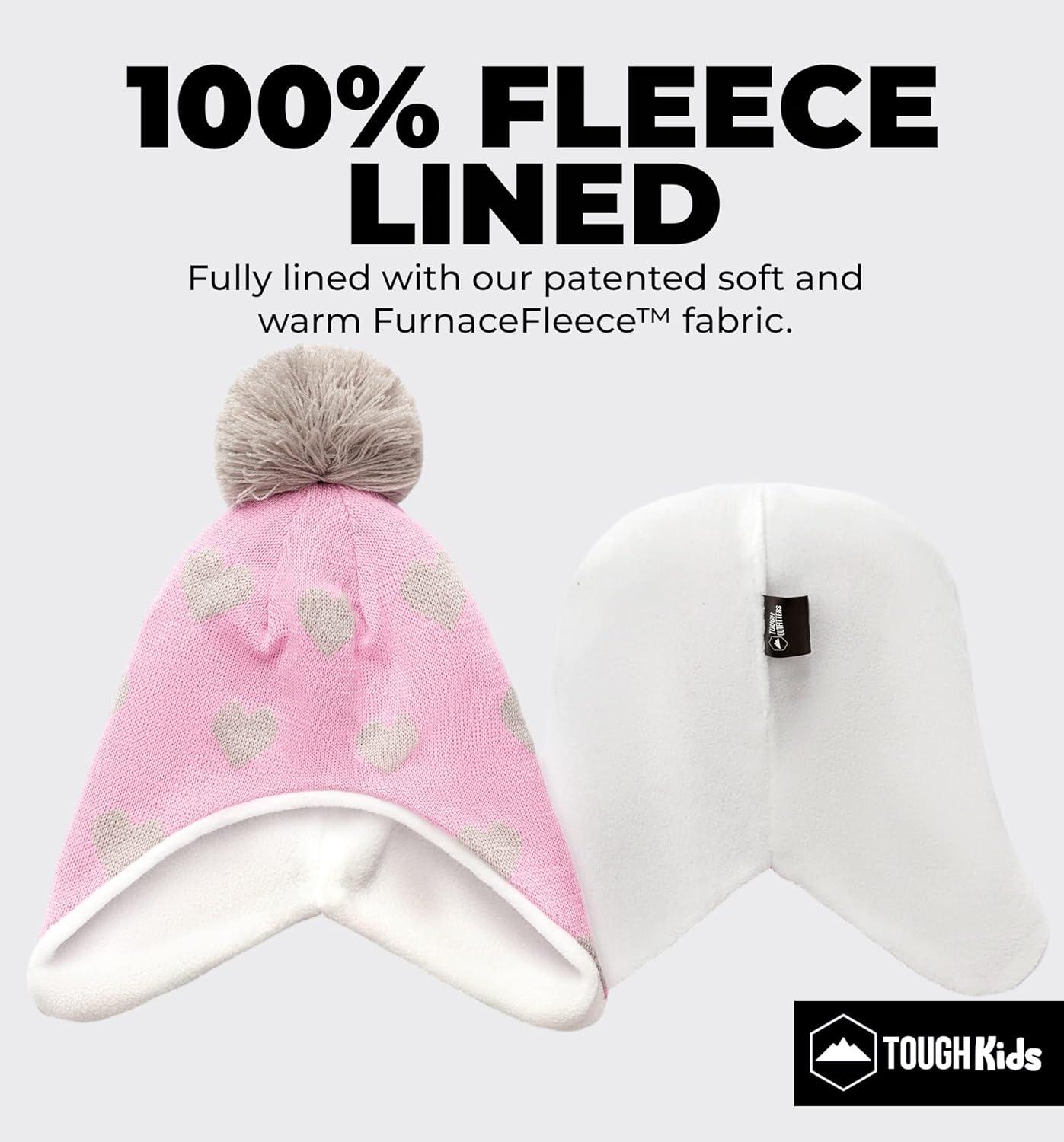 imageKids Winter Hat  Beanies for Boys ampamp Girls Toddler Winter Hat With Ear FlapsHearts