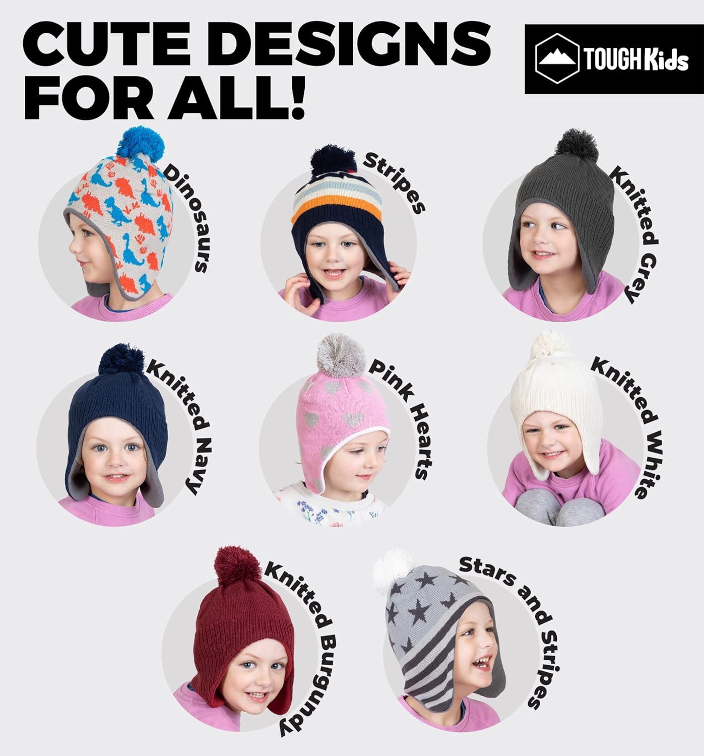 imageKids Winter Hat  Beanies for Boys ampamp Girls Toddler Winter Hat With Ear FlapsNavy Blue