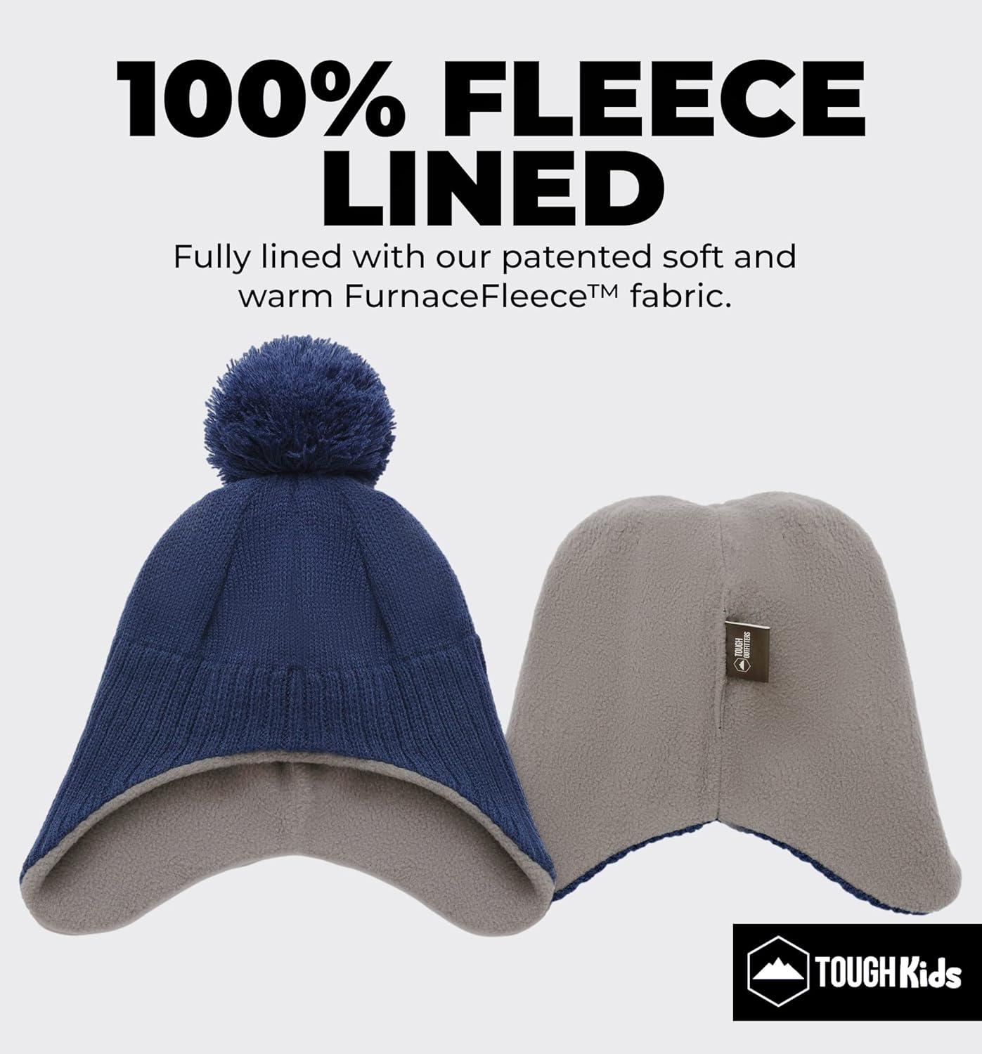 imageKids Winter Hat  Beanies for Boys ampamp Girls Toddler Winter Hat With Ear FlapsNavy Blue