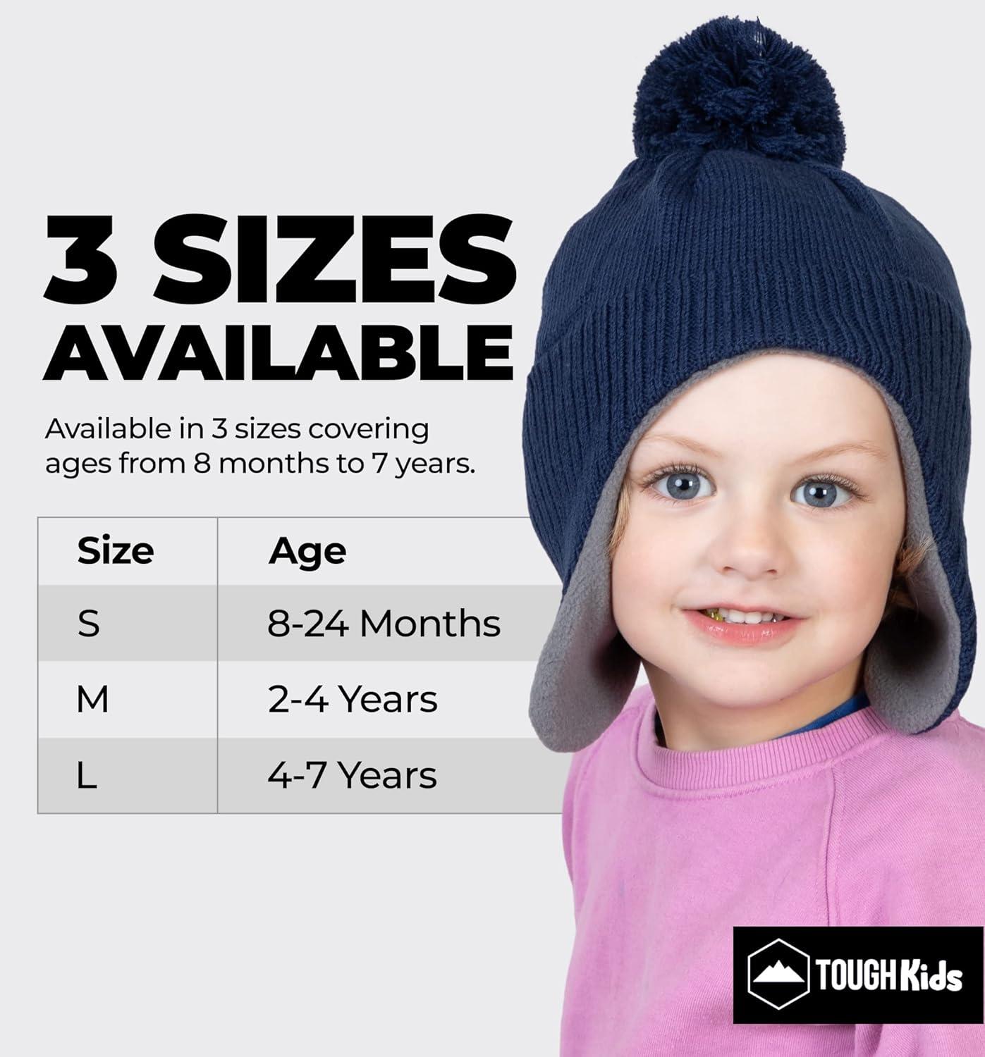 imageKids Winter Hat  Beanies for Boys ampamp Girls Toddler Winter Hat With Ear FlapsNavy Blue