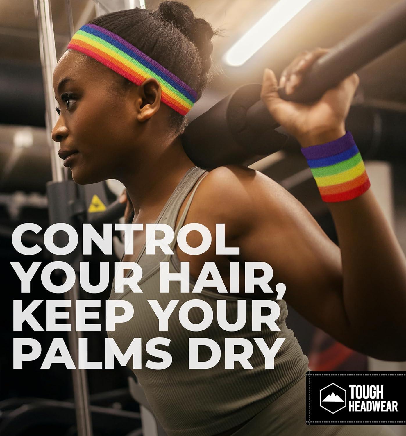 imageRunning Headbands for Men and Women  Athletic Sweatband  Terry Cloth Bands for Basketball Tennis Football Gym Running Cosplay ampamp CostumesHeadbands  Rainbow