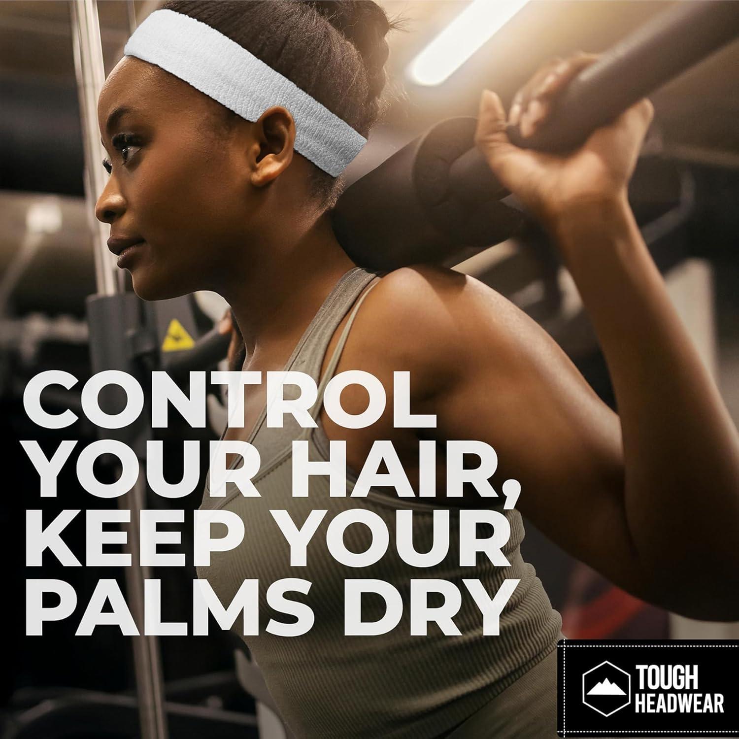 imageRunning Headbands for Men and Women  Athletic Sweatband  Terry Cloth Bands for Basketball Tennis Football Gym Running Cosplay ampamp CostumesHeadbands  White 2pack