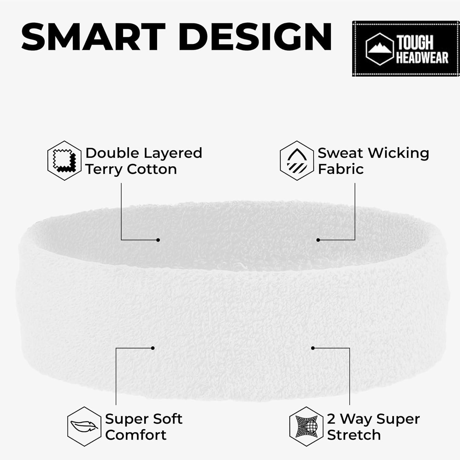 imageRunning Headbands for Men and Women  Athletic Sweatband  Terry Cloth Bands for Basketball Tennis Football Gym Running Cosplay ampamp CostumesHeadbands  White 2pack